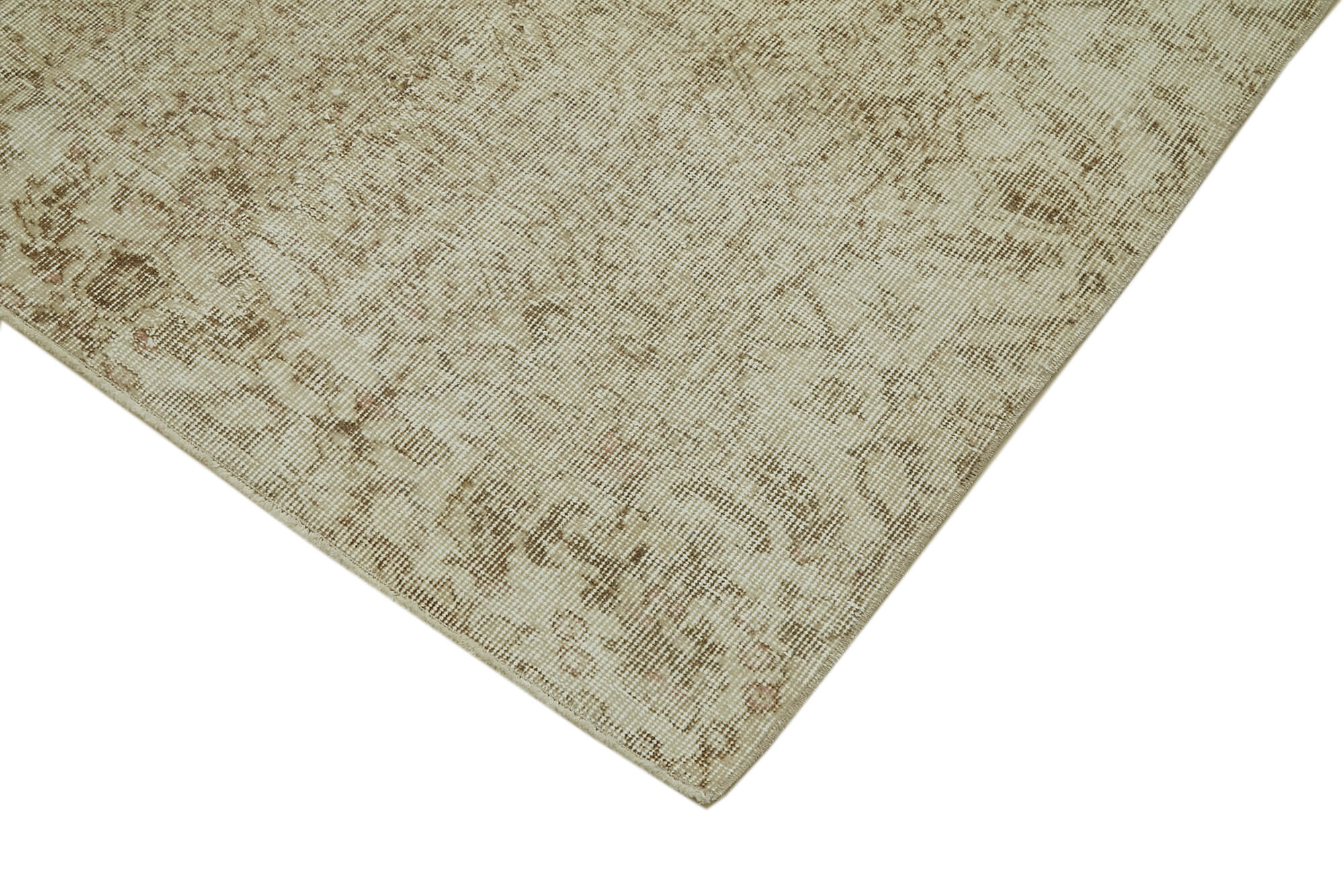 Handmade Vintage Area Rug – Beige Wool Carpet | Cotton Wool Blend Rug 5'5''x8'6''
