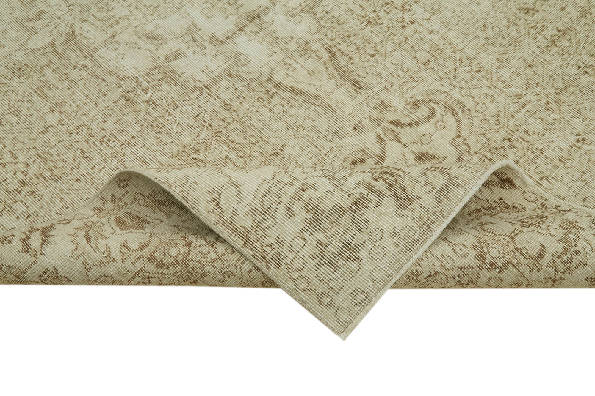 Handmade Vintage Area Rug – Beige Wool Carpet | Cotton Wool Blend Rug 5'5''x8'6''