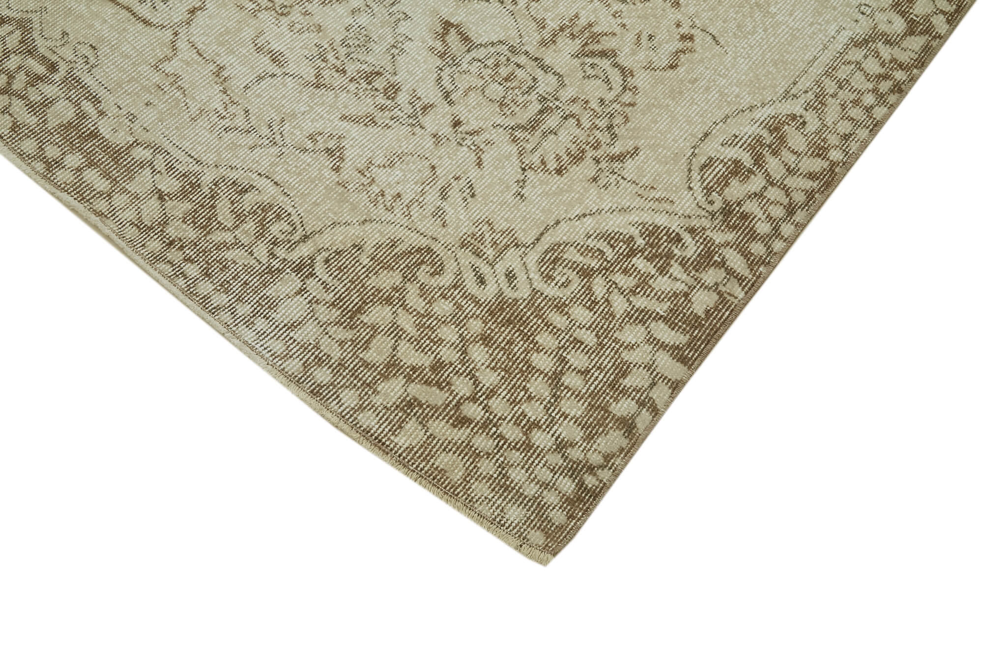 Handmade Wool Area Rug – Vintage Cotton Rug | Beige Neutral Color Carpet 5'5''x9'5''