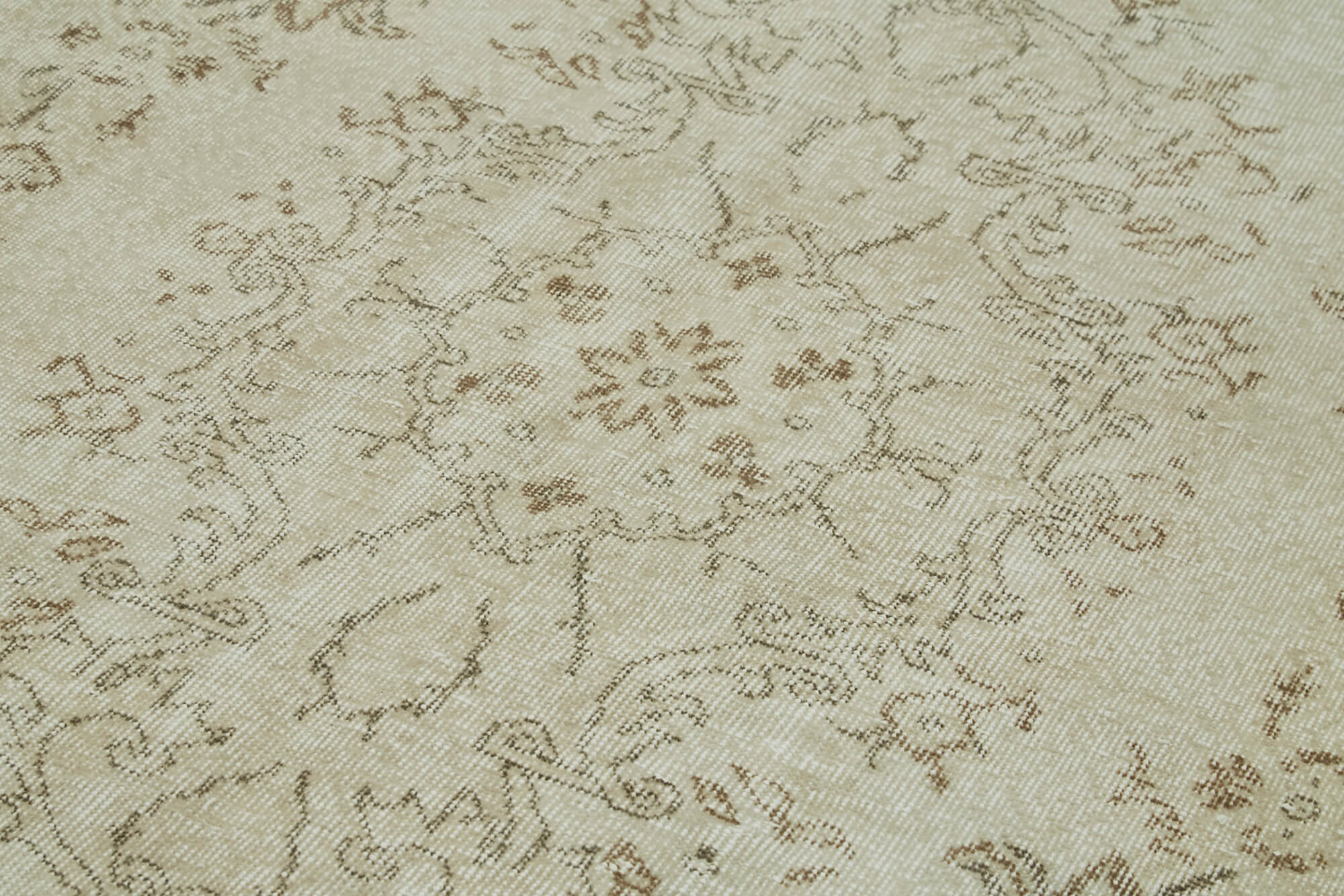 Handmade Wool Area Rug – Vintage Cotton Rug | Beige Neutral Color Carpet 5'5''x9'5''