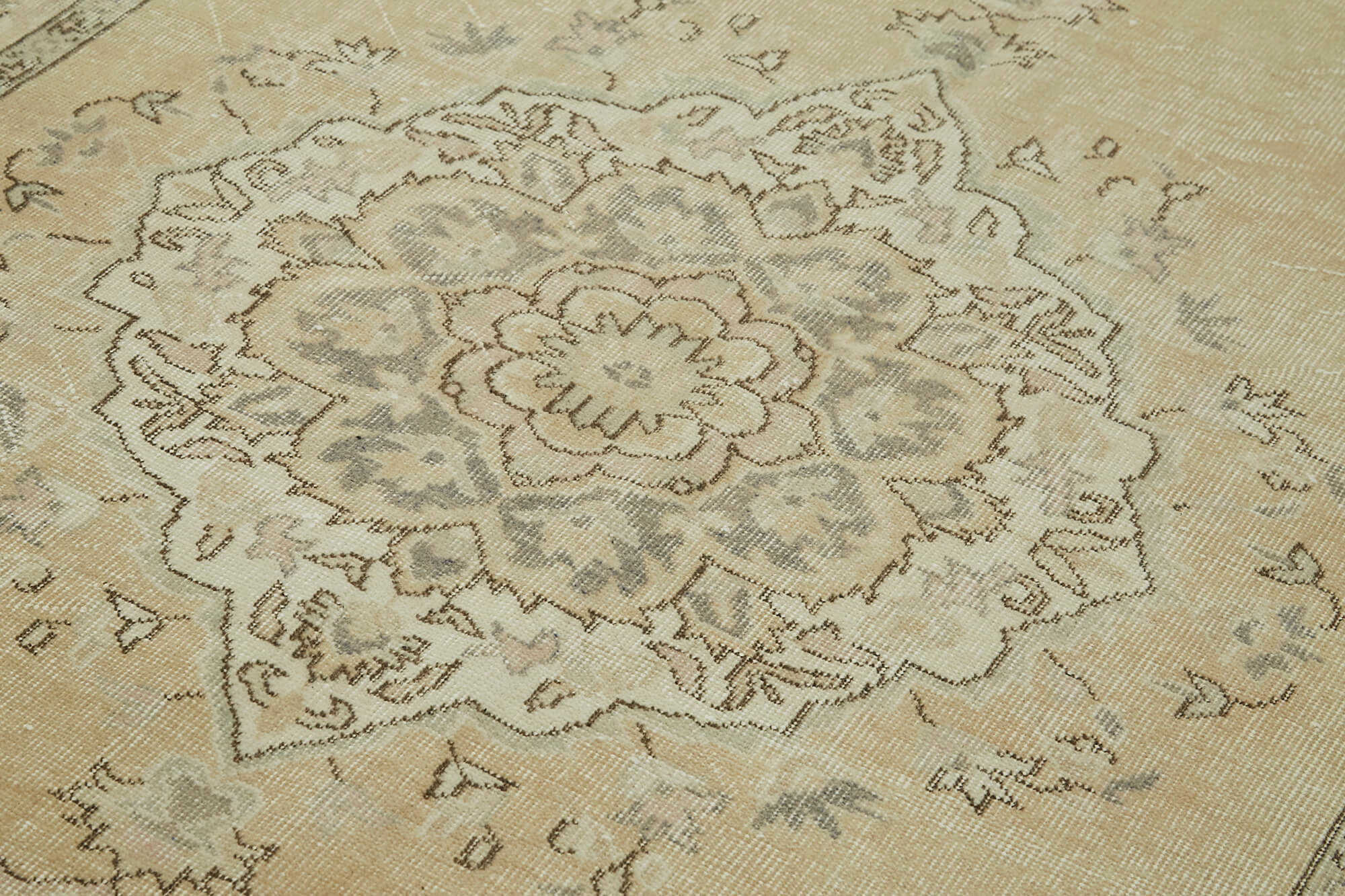 Handmade Wool Area Rug – Vintage Cotton Rug | Beige Area Carpet, Durable Cotton Weave