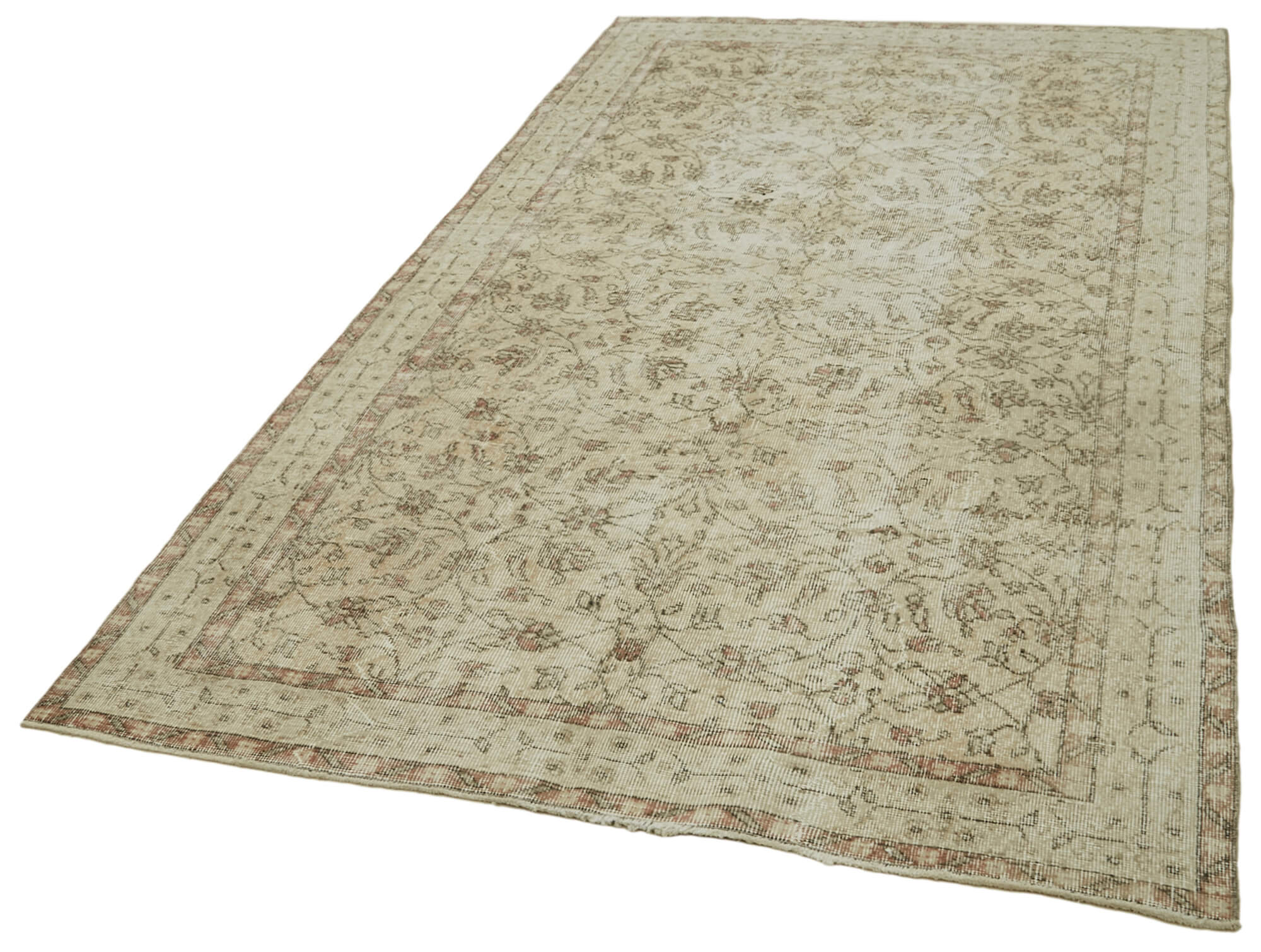 Vintage Handmade Area Rug | Durable Cotton Wool Carpet – Neutral Beige Hand Woven Turkish Rug