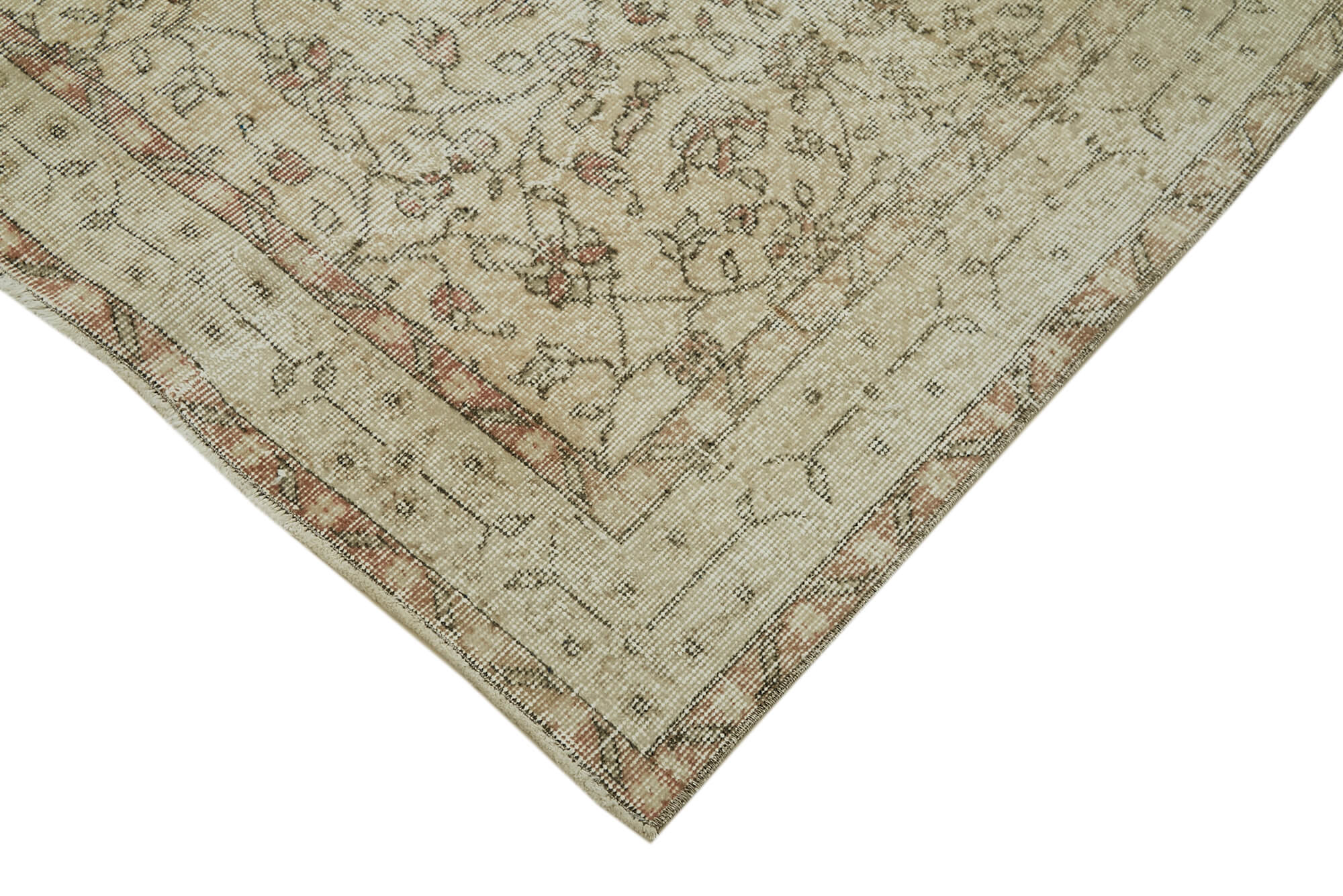 Vintage Handmade Area Rug | Durable Cotton Wool Carpet – Neutral Beige Hand Woven Turkish Rug