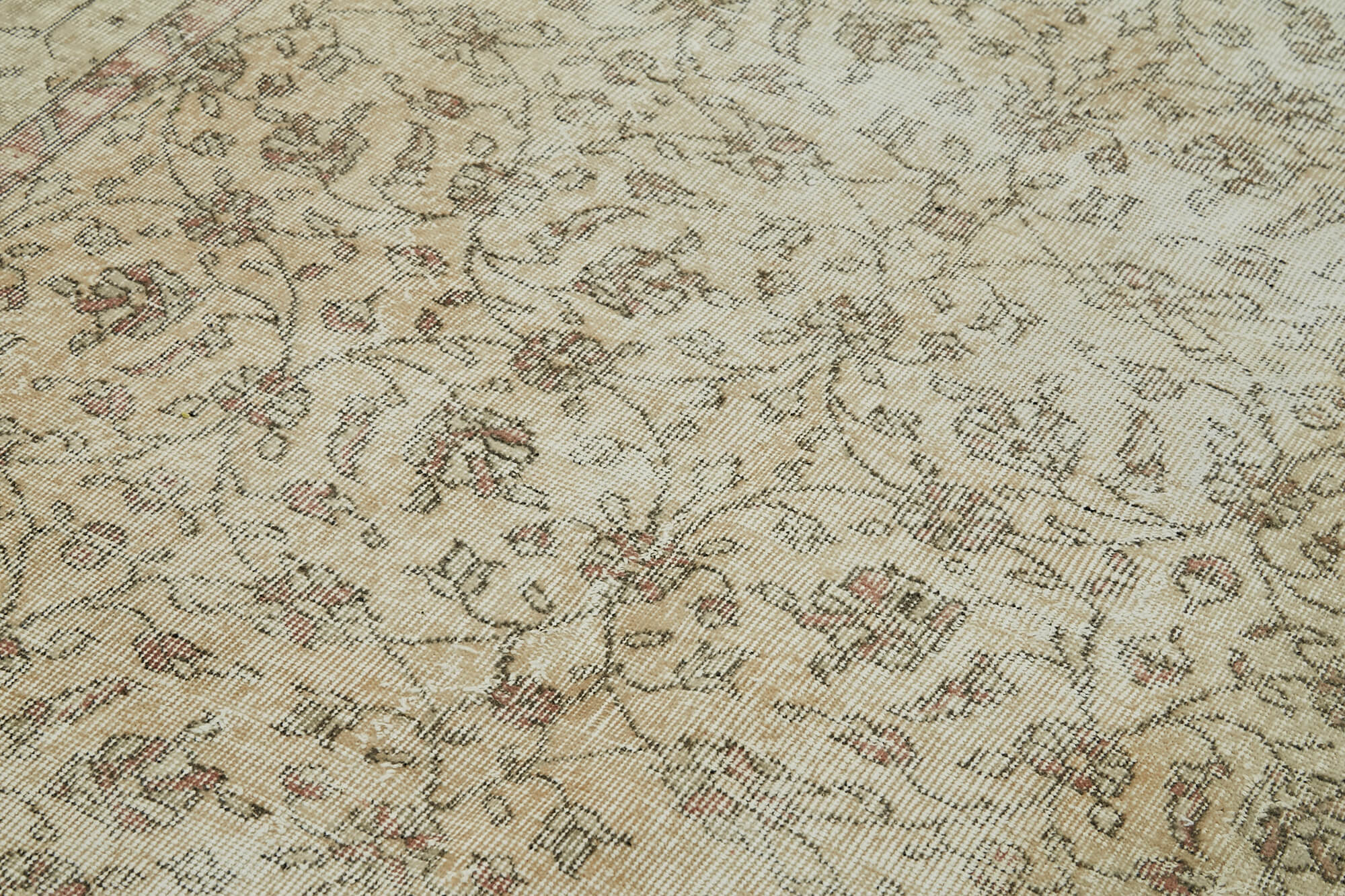 Vintage Handmade Area Rug | Durable Cotton Wool Carpet – Neutral Beige Hand Woven Turkish Rug