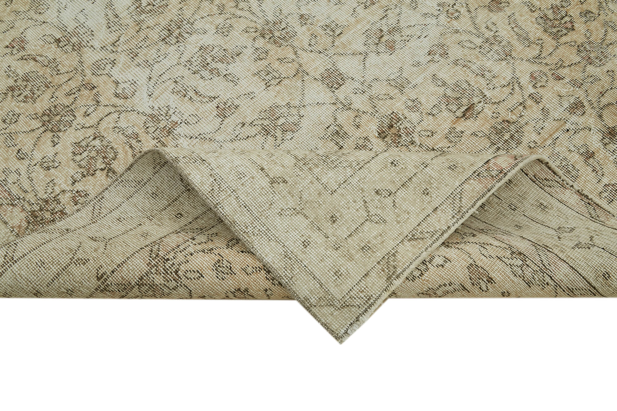 Vintage Handmade Area Rug | Durable Cotton Wool Carpet – Neutral Beige Hand Woven Turkish Rug