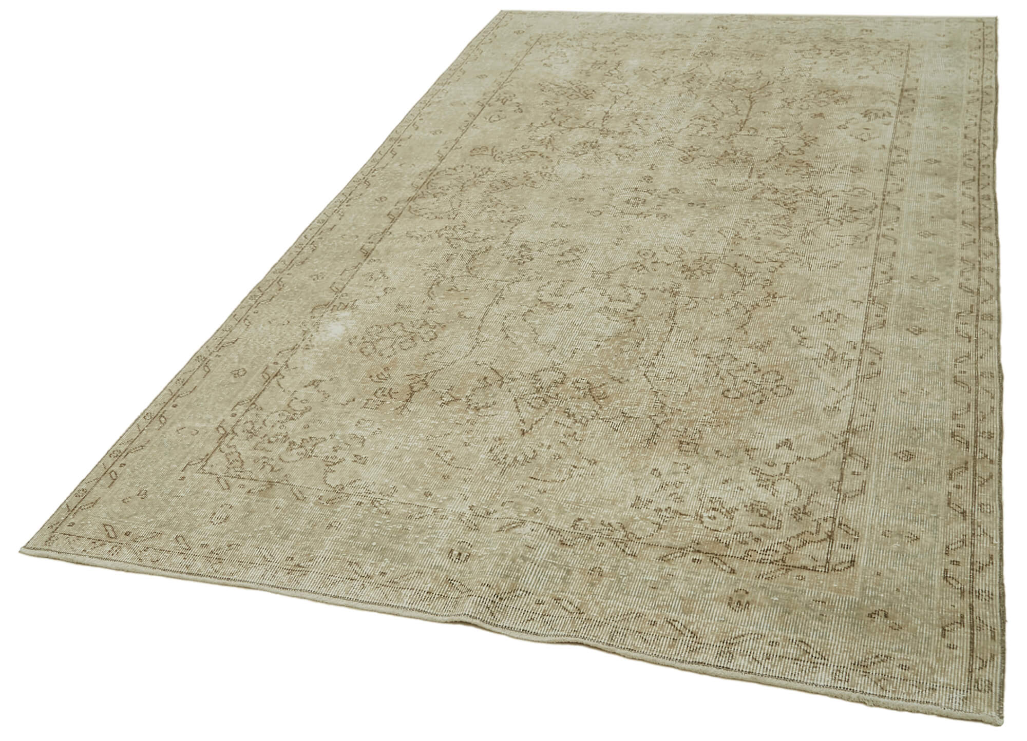Handmade Wool Area Rug 5'3''x8'8'' – Beige Area Rug, Hand Woven Carpet, Rustic Style Carpet