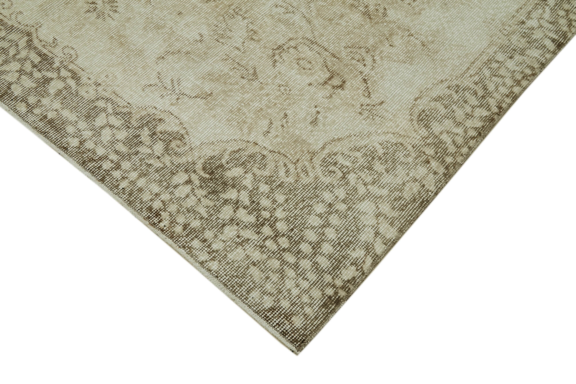 Handmade Wool Area Rug – Vintage Cotton Rug, Beige Wool Carpet 5'9''x9'0''