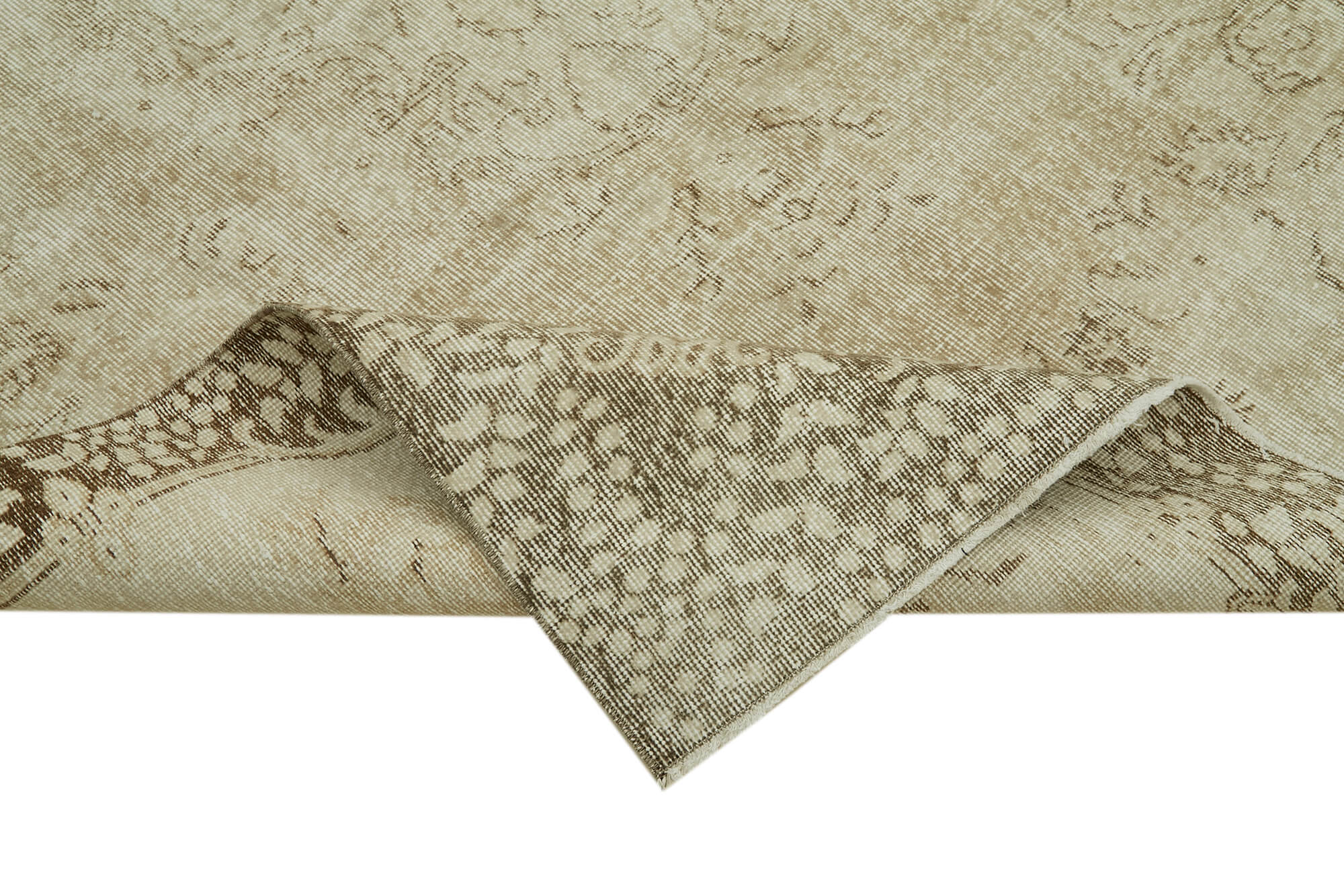 Handmade Wool Area Rug – Vintage Cotton Rug, Beige Wool Carpet 5'9''x9'0''