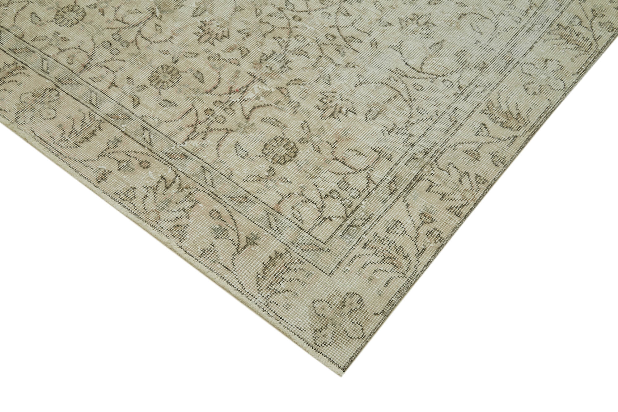 Handmade Wool Area Rug – Vintage Cotton Rug Beige 5'5''x9'3'' Bohemian Style