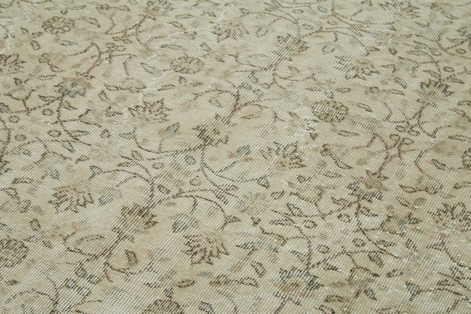 Handmade Wool Area Rug – Vintage Cotton Rug Beige 5'5''x9'3'' Bohemian Style