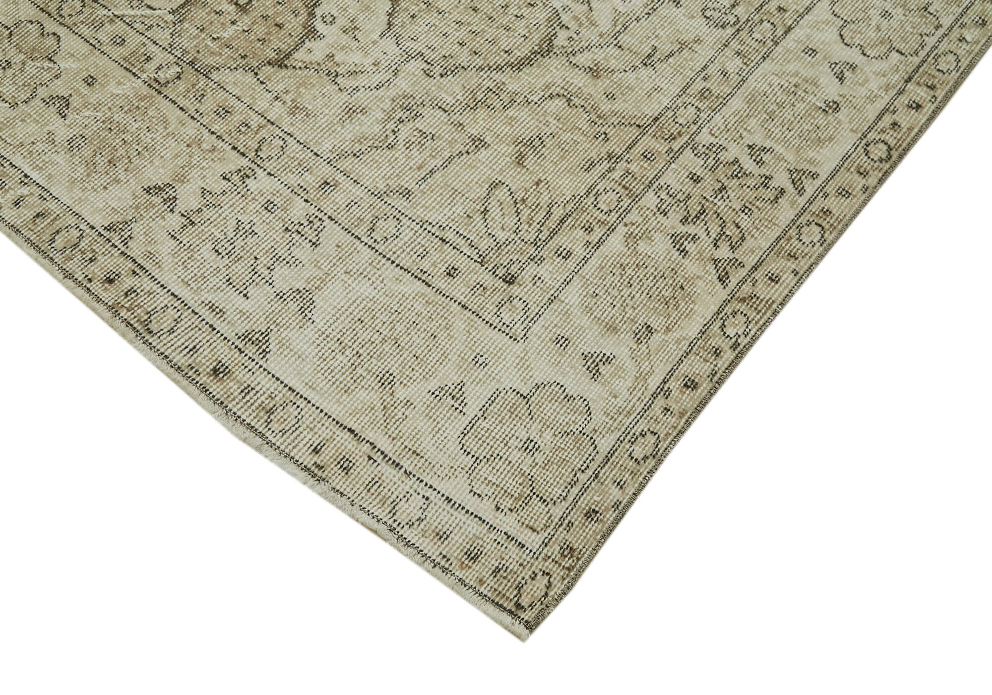 Handmade Wool Area Rug – Vintage Cotton Rug 5'3''x9'0'' Beige Turkish Carpet