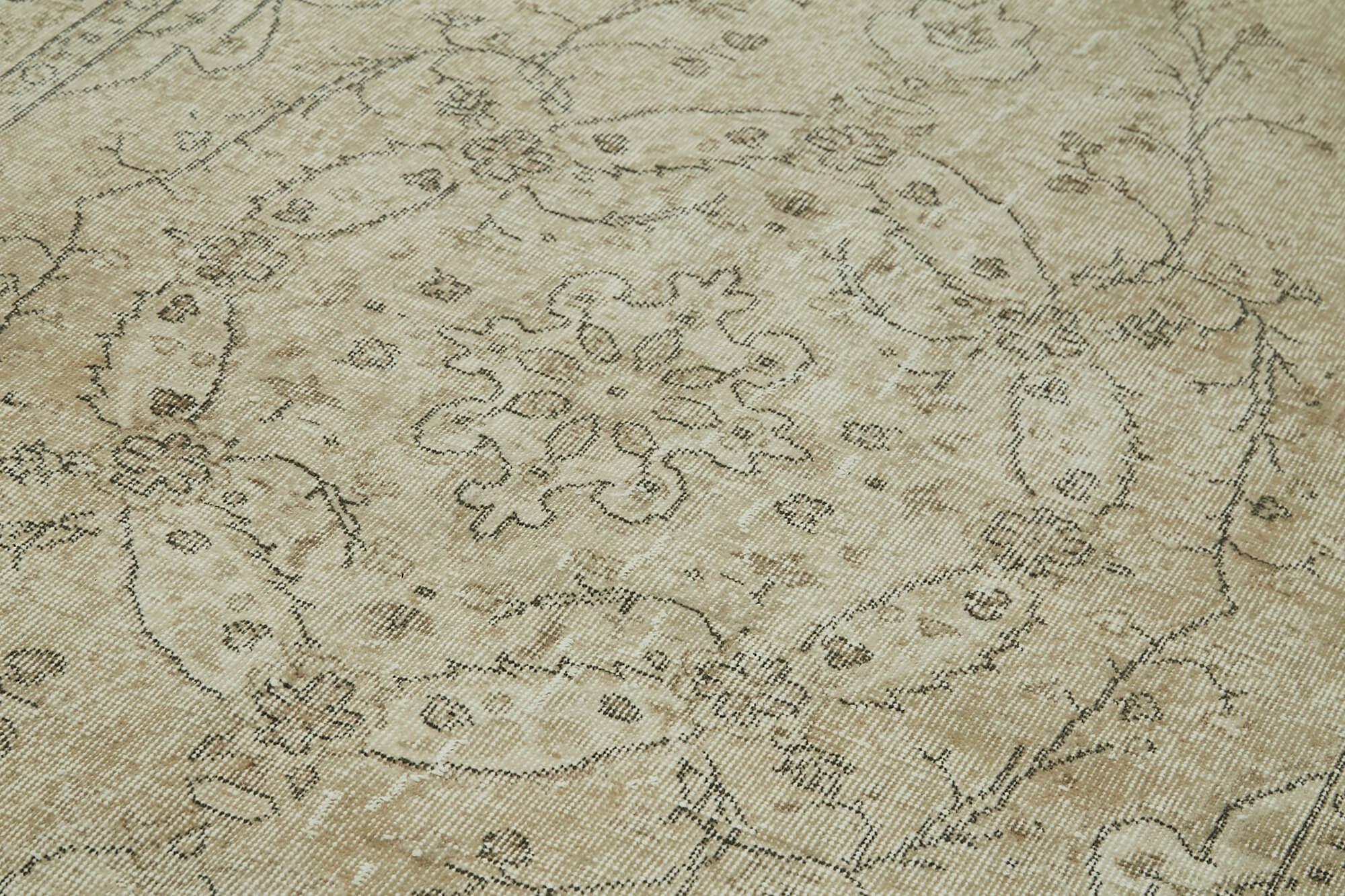 Handmade Wool Area Rug – Vintage Cotton Rug 5'3''x9'0'' Beige Turkish Carpet