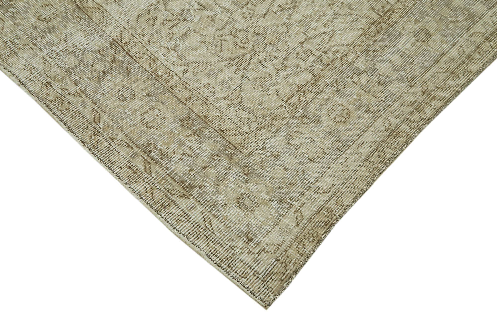 Handmade Wool Area Rug – Vintage Cotton Rug 5'0'' x 9'3'' Beige Classic Carpet