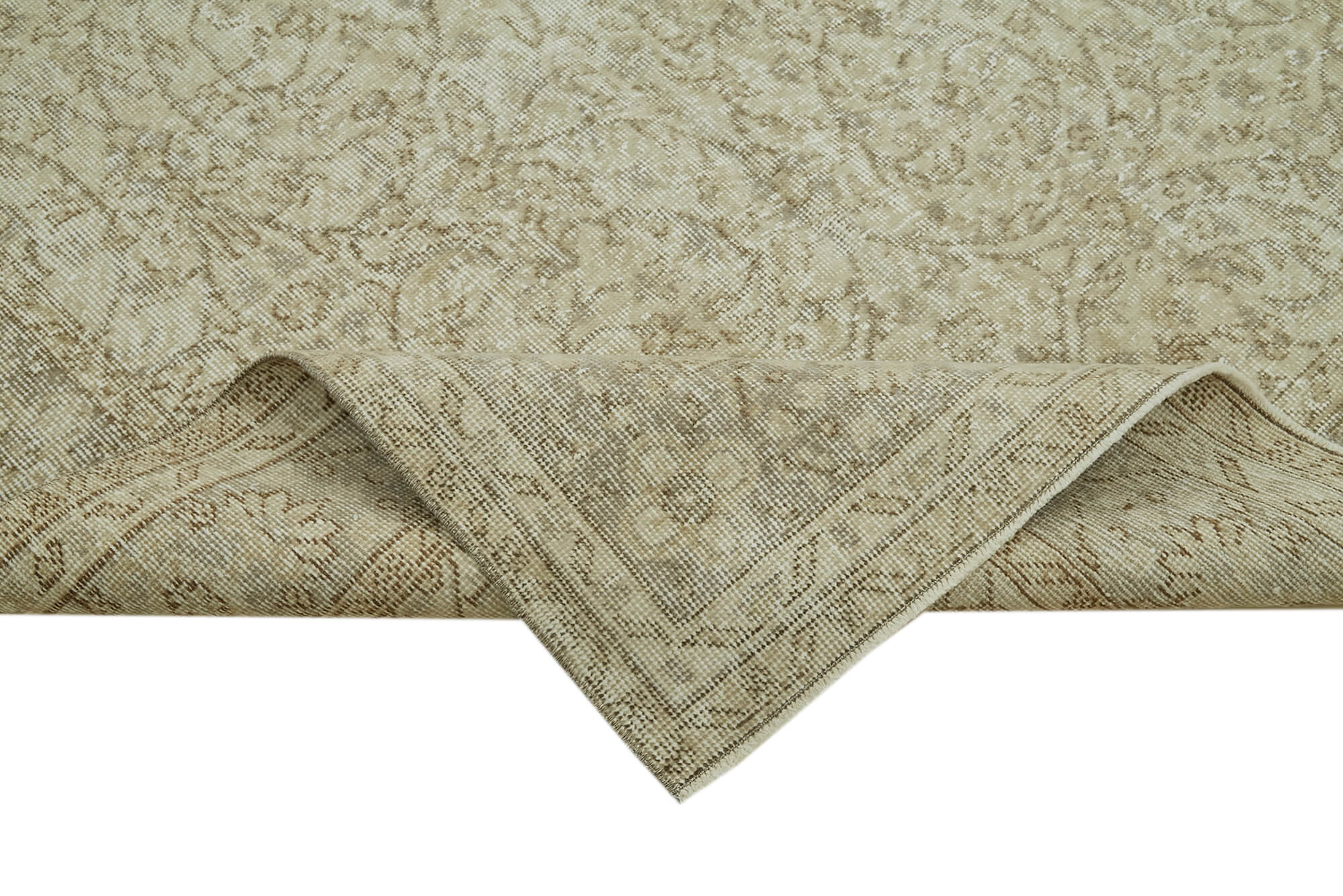 Handmade Wool Area Rug – Vintage Cotton Rug 5'0'' x 9'3'' Beige Classic Carpet
