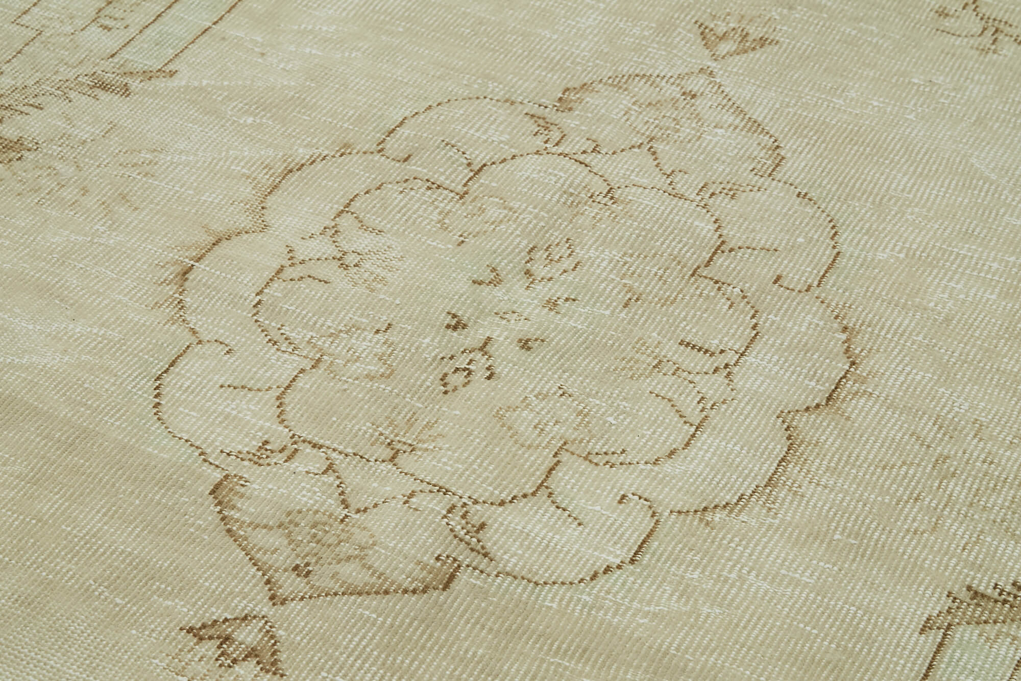 Handmade Wool Area Rug – Vintage Cotton Rug | Beige Area Carpet 5'6''x9'8''