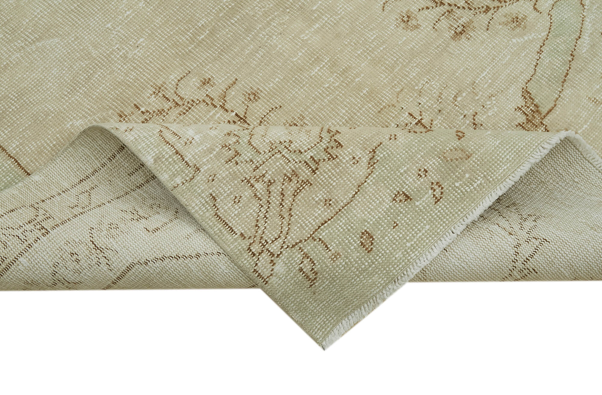Handmade Wool Area Rug – Vintage Cotton Rug | Beige Area Carpet 5'6''x9'8''