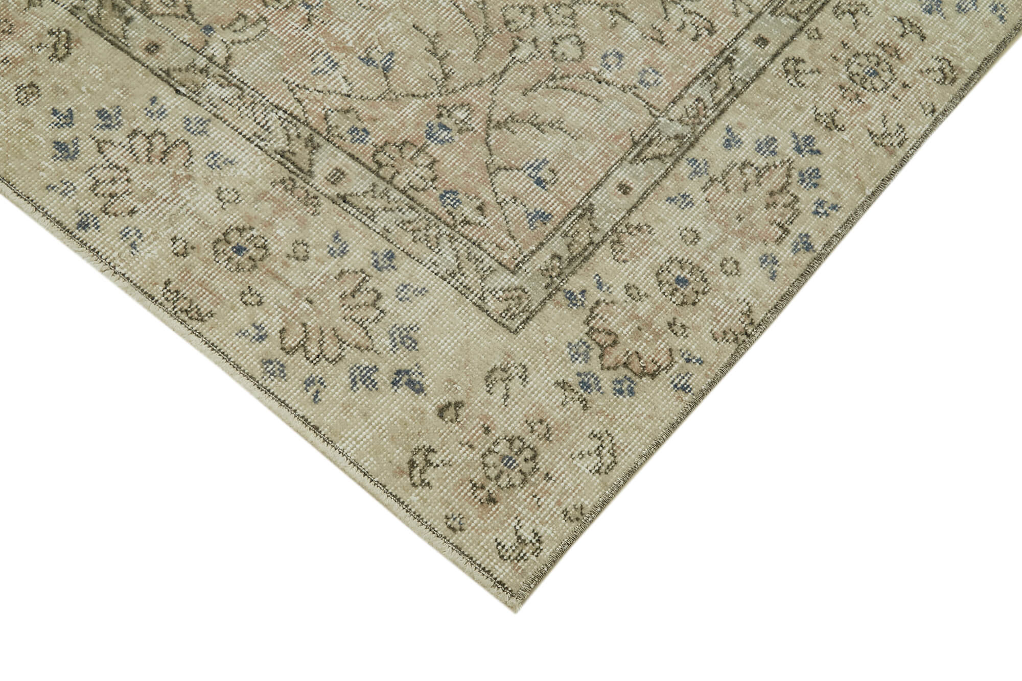 Handmade Area Rug – Vintage Cotton Wool Rug, Neutral Beige, Soft Texture 4'7''x7'7''