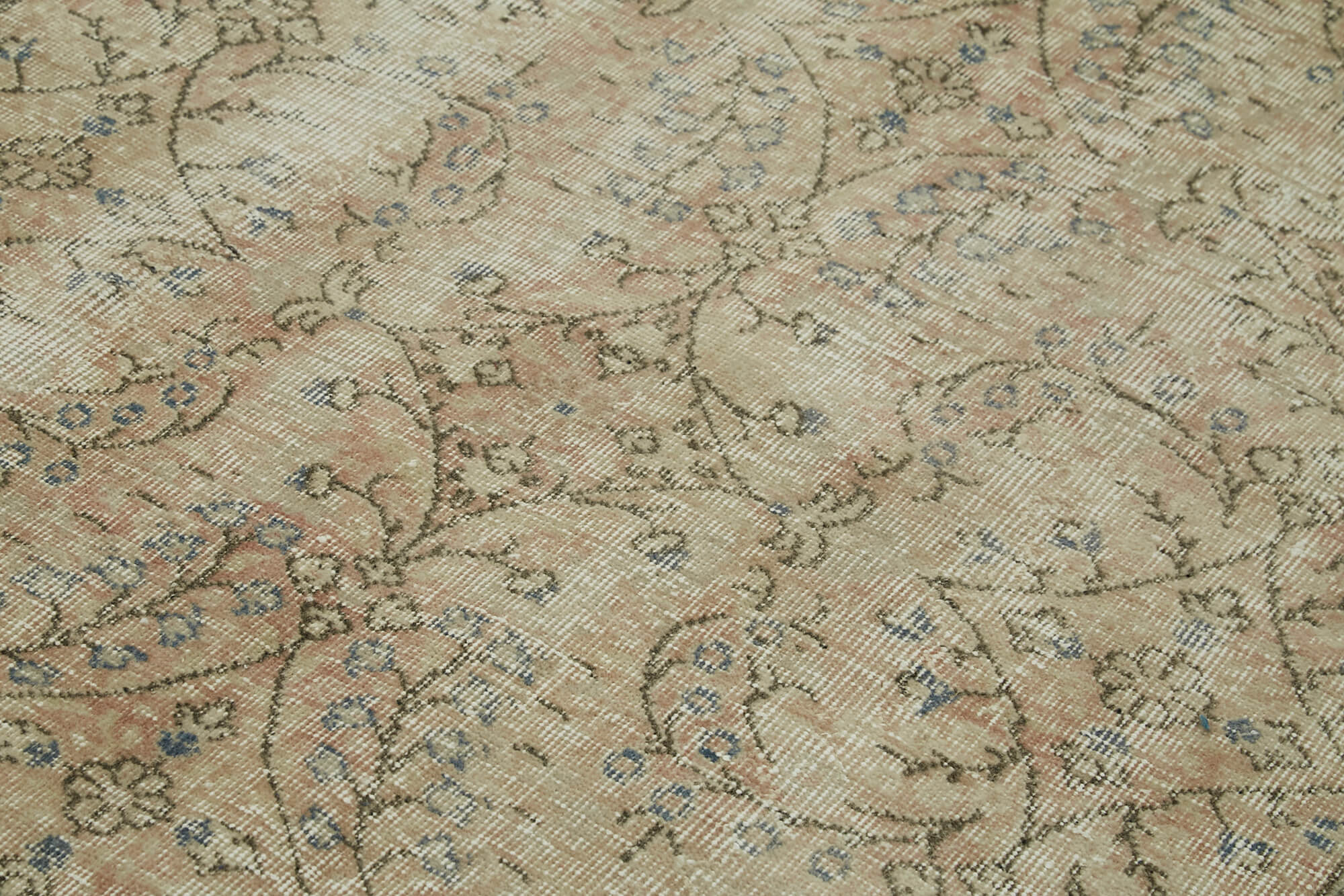 Handmade Area Rug – Vintage Cotton Wool Rug, Neutral Beige, Soft Texture 4'7''x7'7''