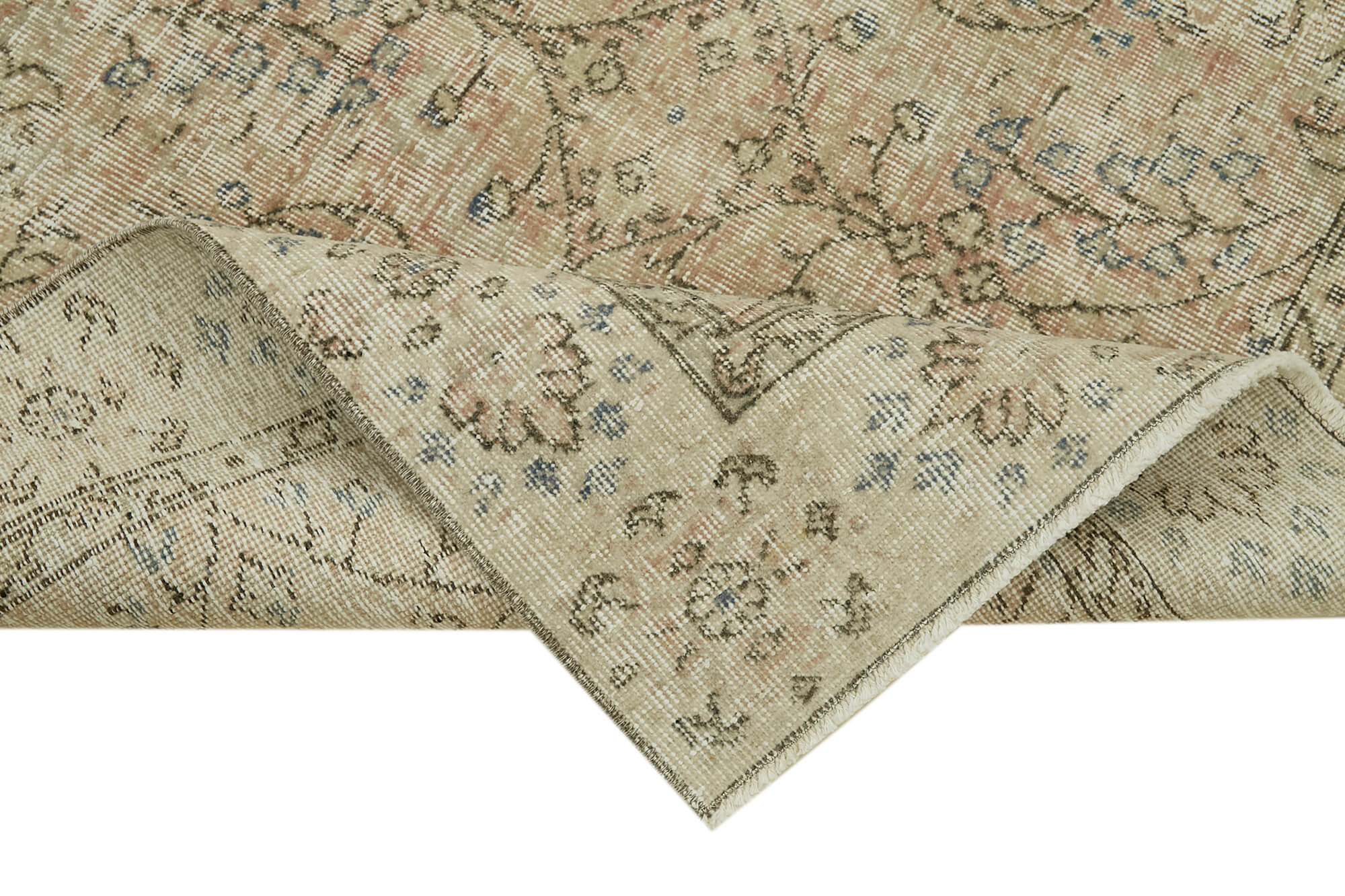 Handmade Area Rug – Vintage Cotton Wool Rug, Neutral Beige, Soft Texture 4'7''x7'7''