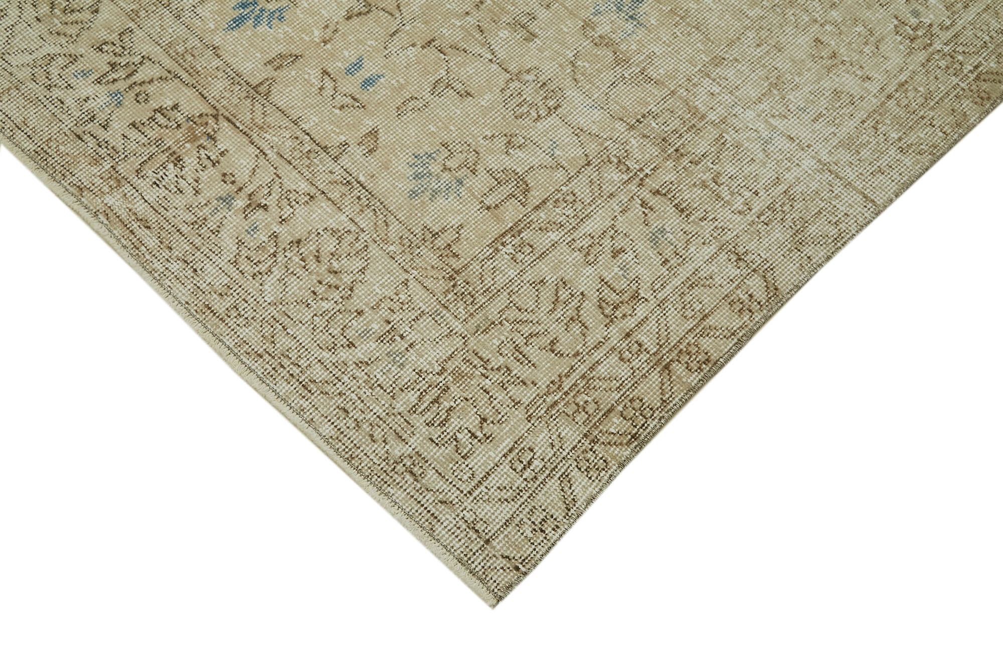 Handmade Wool Area Rug – Vintage Cotton Rug, Beige Wool Carpet 5'3''x8'6''