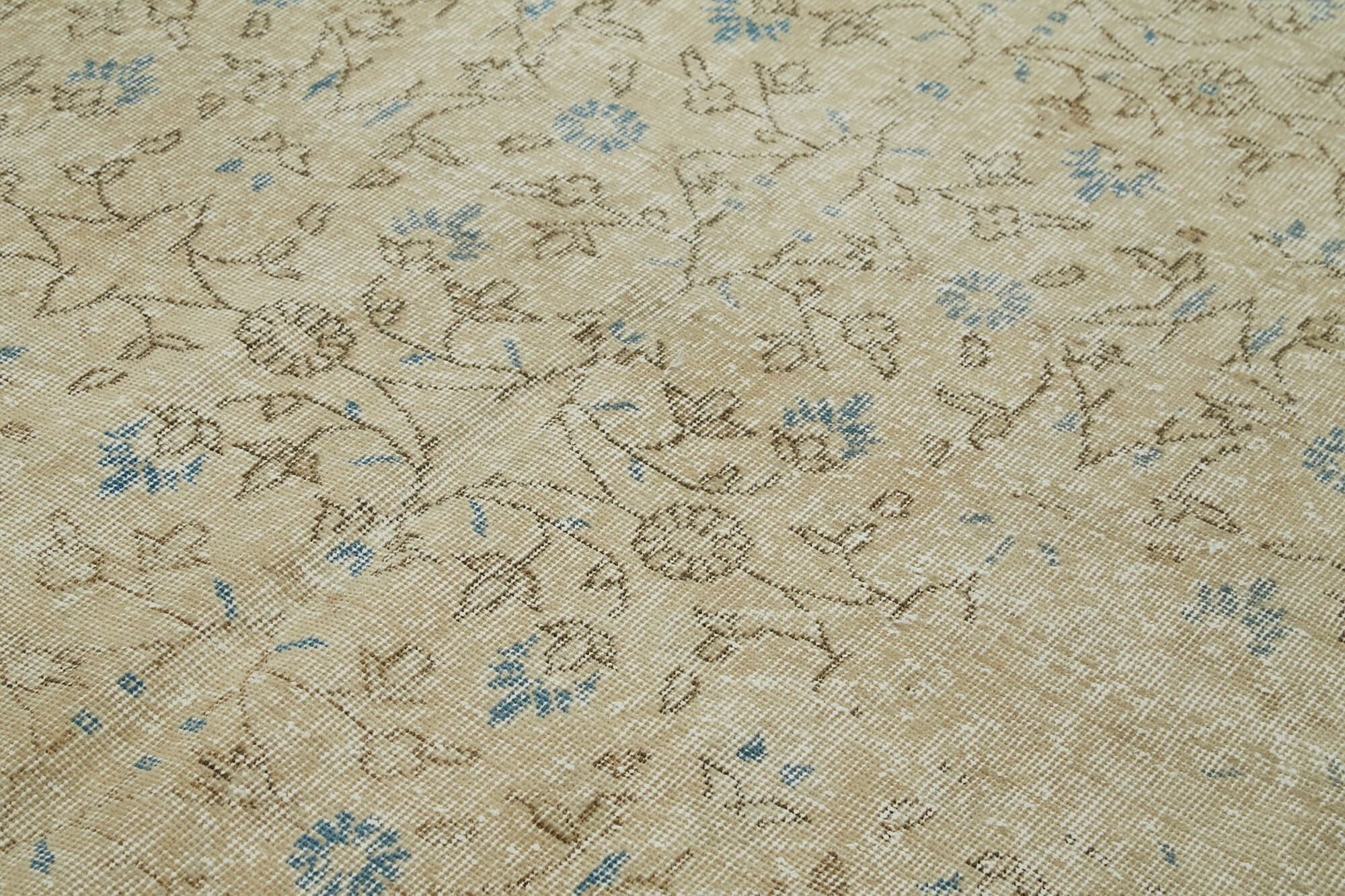 Handmade Wool Area Rug – Vintage Cotton Rug, Beige Wool Carpet 5'3''x8'6''