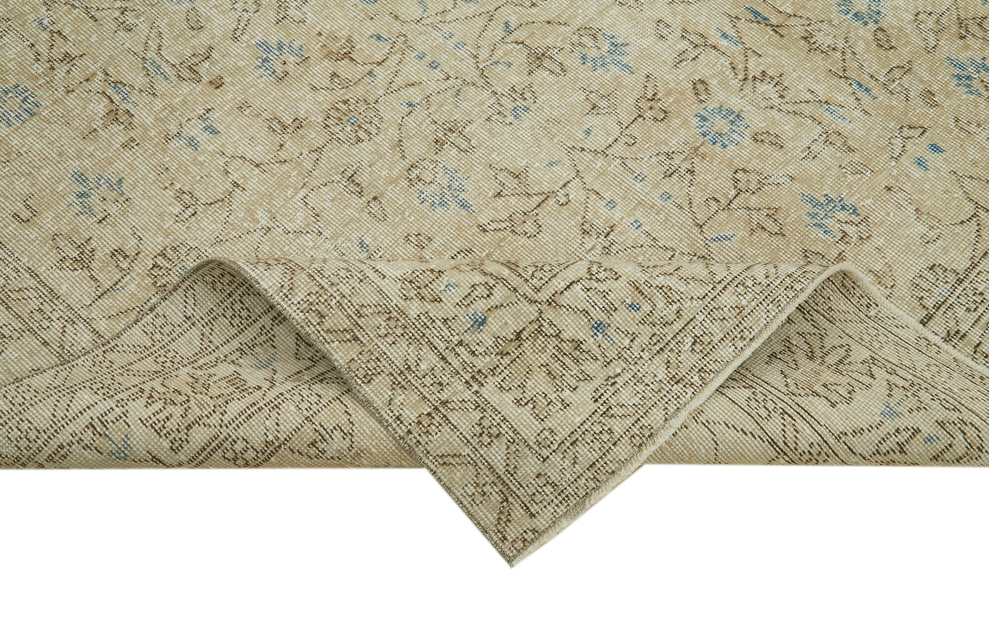 Handmade Wool Area Rug – Vintage Cotton Rug, Beige Wool Carpet 5'3''x8'6''