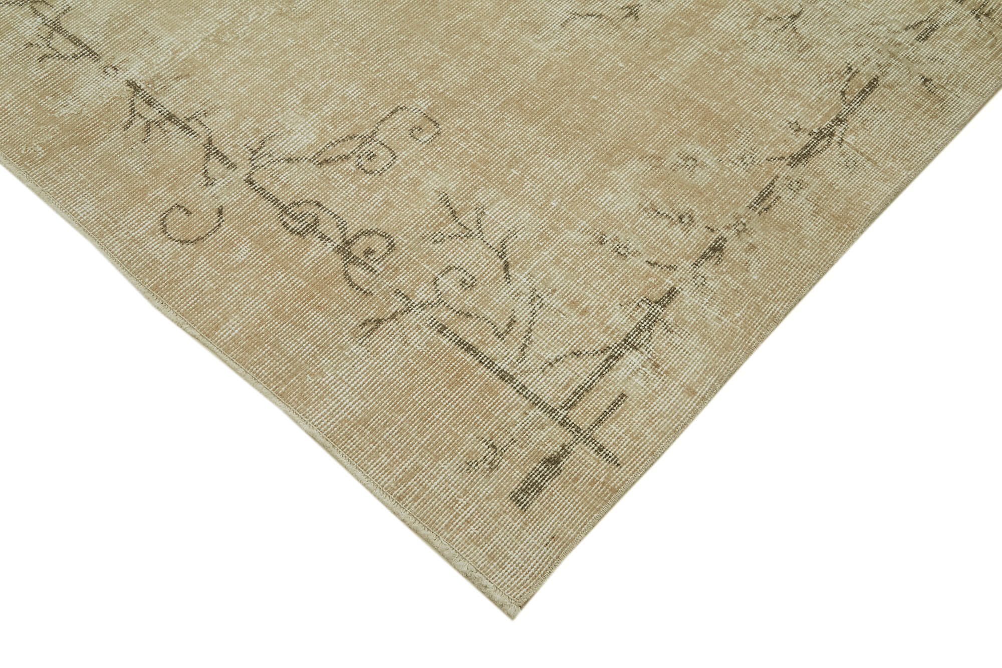 Vintage Wool Area Rug – Handmade Cotton Rug | Beige Turkish Vintage Carpet 5'9''x9'3''