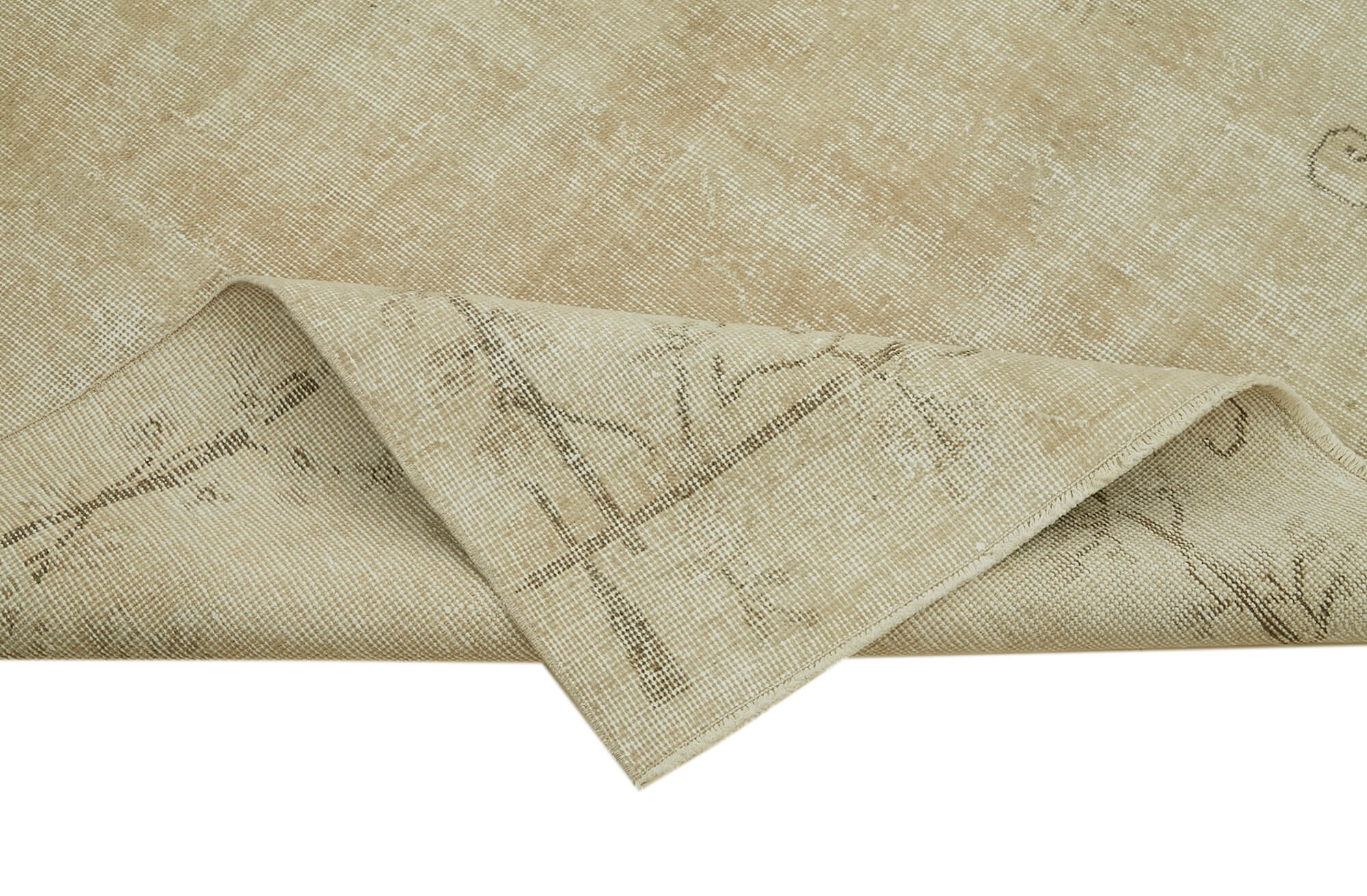 Vintage Wool Area Rug – Handmade Cotton Rug | Beige Turkish Vintage Carpet 5'9''x9'3''