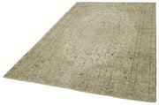 Handmade Wool Area Rug – Vintage Cotton Rug | Beige Natural Fiber Carpet 5'8''x8'8''