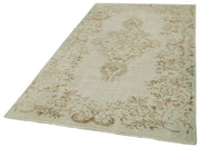 Handmade Wool Area Rug – Vintage Cotton Rug 5'0''x8'11'' Beige Natural Fiber