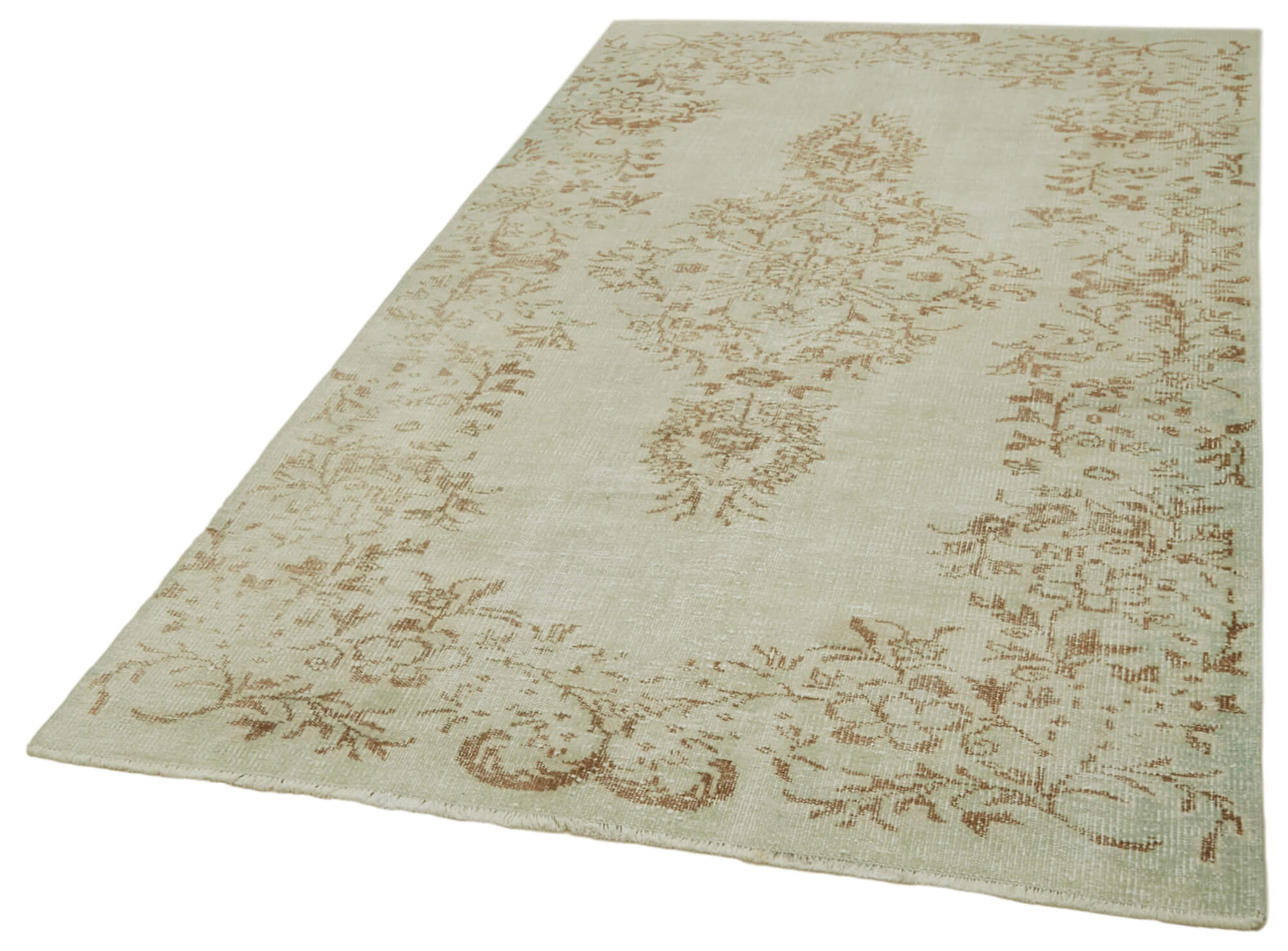 Handmade Wool Area Rug – Vintage Cotton Rug 5'0''x8'11'' Beige Natural Fiber