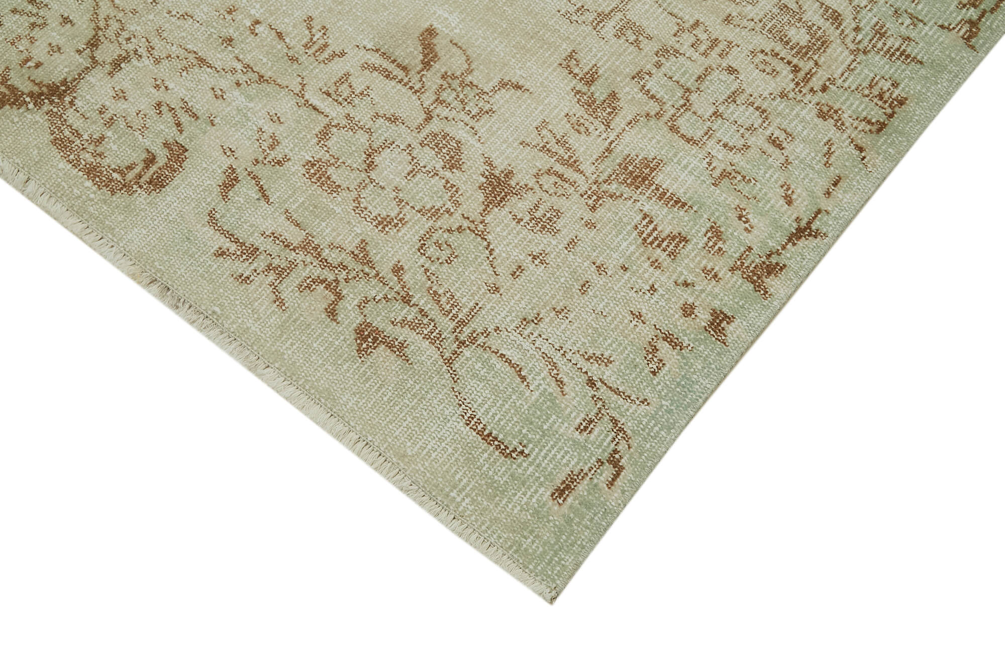 Handmade Wool Area Rug – Vintage Cotton Rug 5'0''x8'11'' Beige Natural Fiber