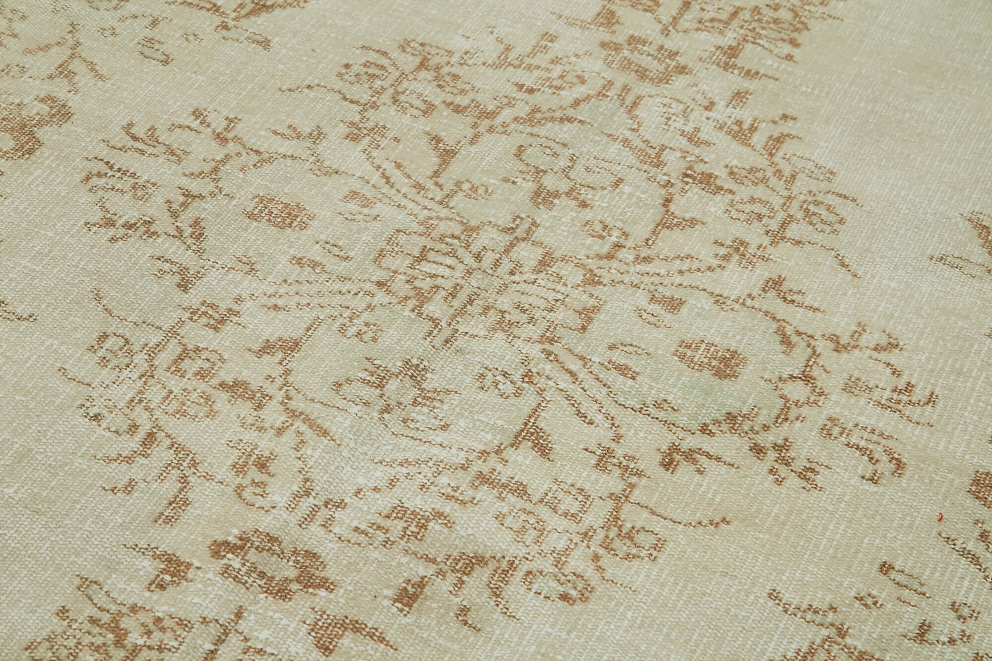 Handmade Wool Area Rug – Vintage Cotton Rug 5'0''x8'11'' Beige Natural Fiber