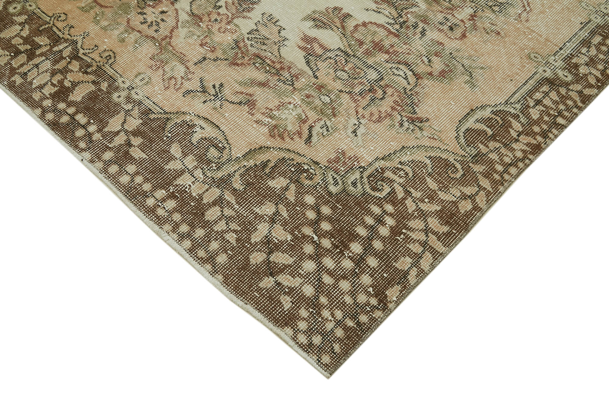 Handmade Wool Area Rug – Vintage Cotton Rug 5'10'' x 9'7'' Beige Area Carpet