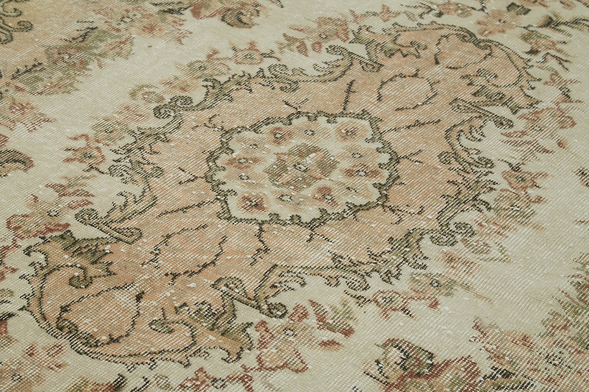 Handmade Wool Area Rug – Vintage Cotton Rug 5'10'' x 9'7'' Beige Area Carpet