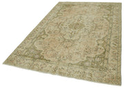 Handmade Vintage Area Rug – Beige Wool Carpet, Cotton Blend, 5'3''x8'6''
