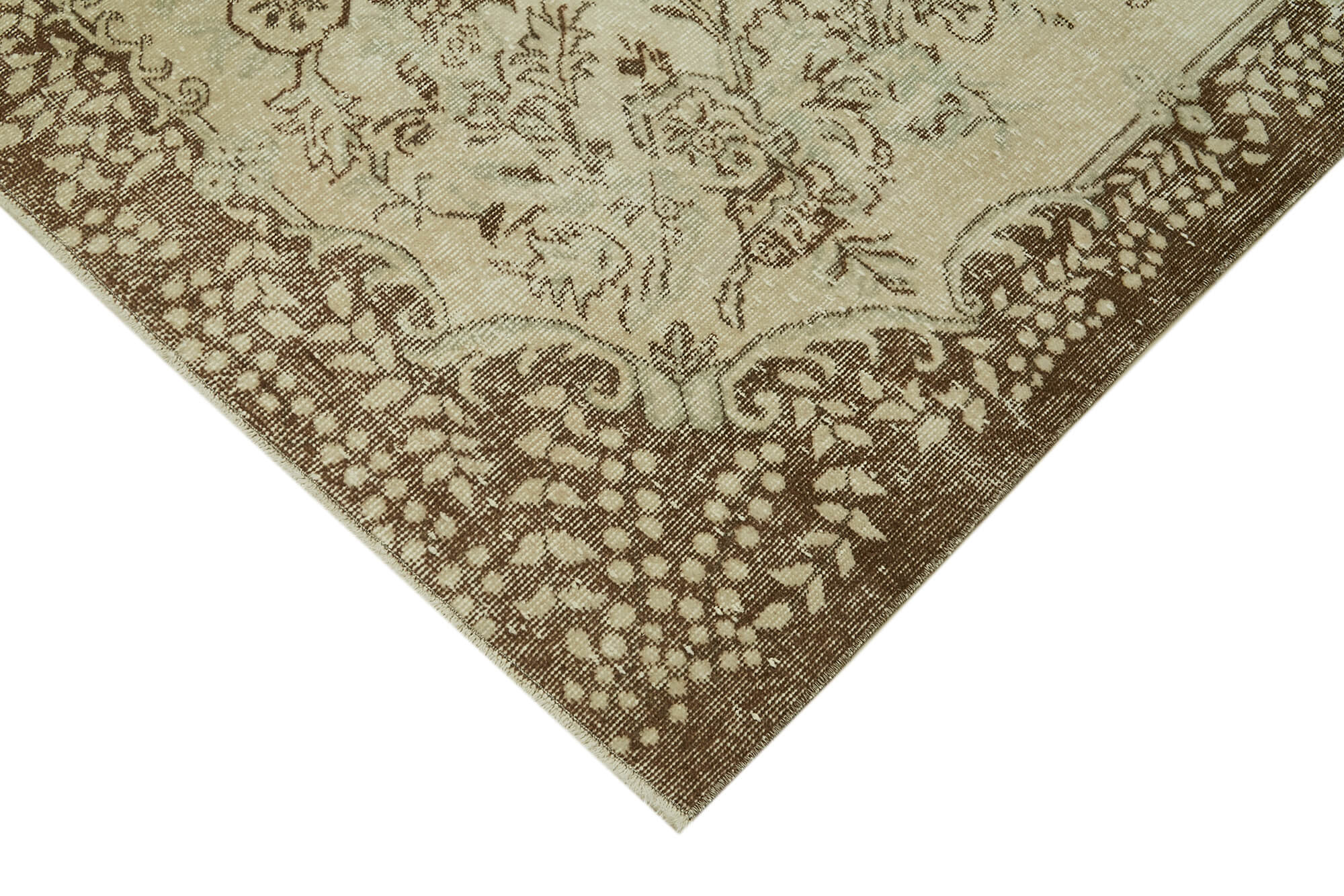 Handmade Vintage Area Rug – Beige Wool Carpet 5'7''x9'3'' | Durable Cotton Wool Blend