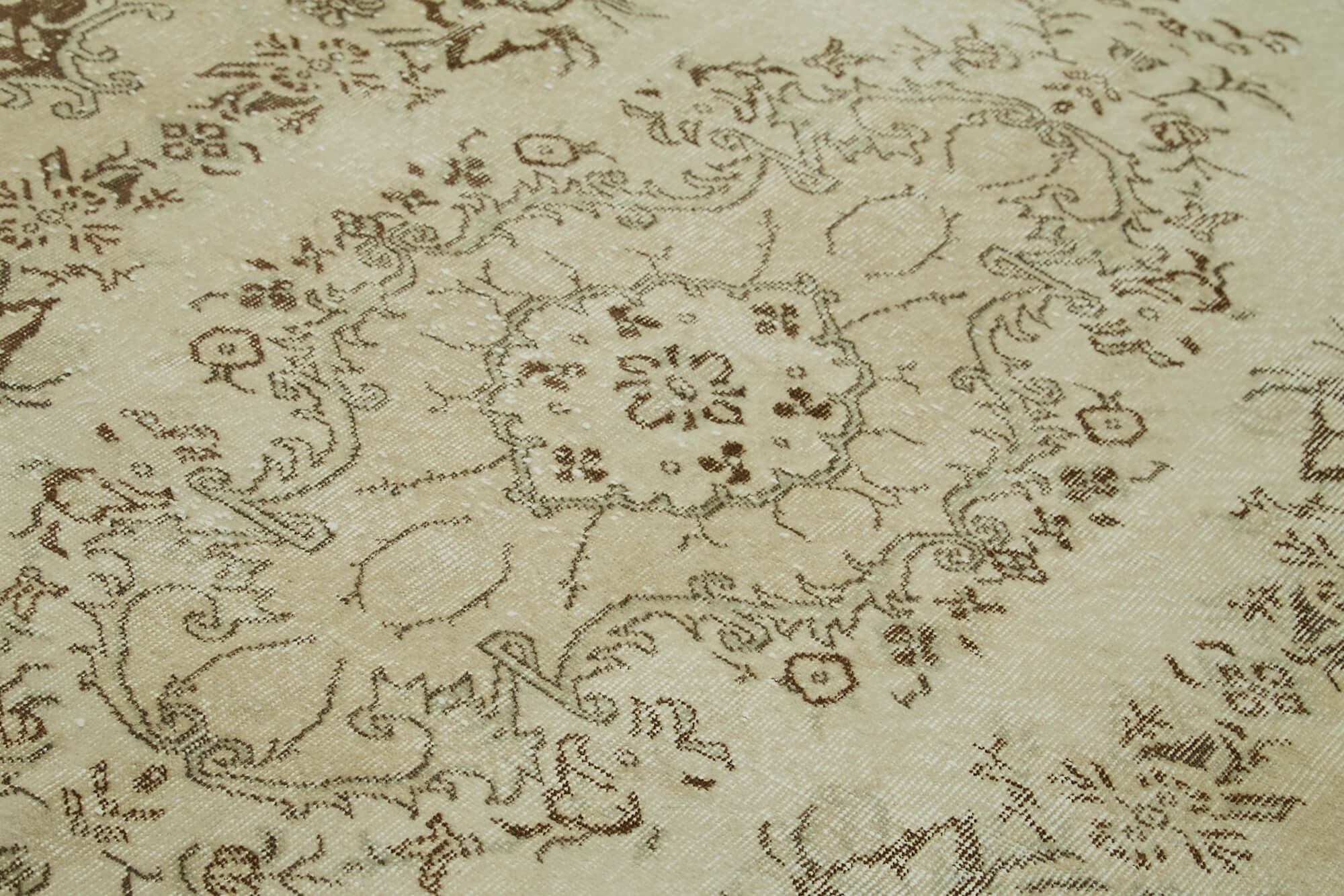 Handmade Vintage Area Rug – Beige Wool Carpet 5'7''x9'3'' | Durable Cotton Wool Blend