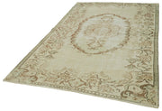Handmade Wool Area Rug – Vintage Cotton Rug | Beige Wool Carpet 5'5''x8'9''