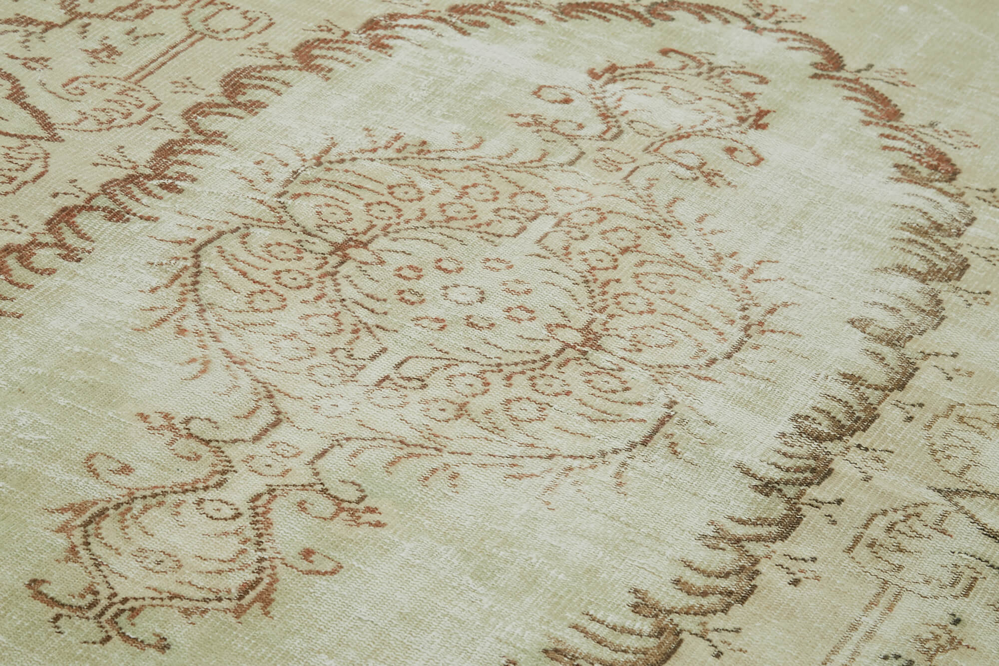 Handmade Wool Area Rug – Vintage Cotton Rug | Beige Wool Carpet 5'5''x8'9''