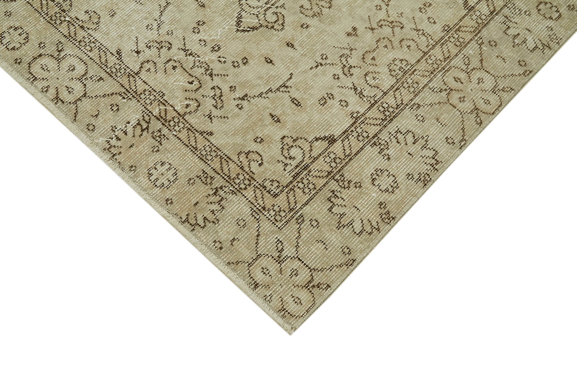 Handmade Wool Area Rug – Vintage Cotton Rug | Beige Wool Carpet 4'10''x8'5''