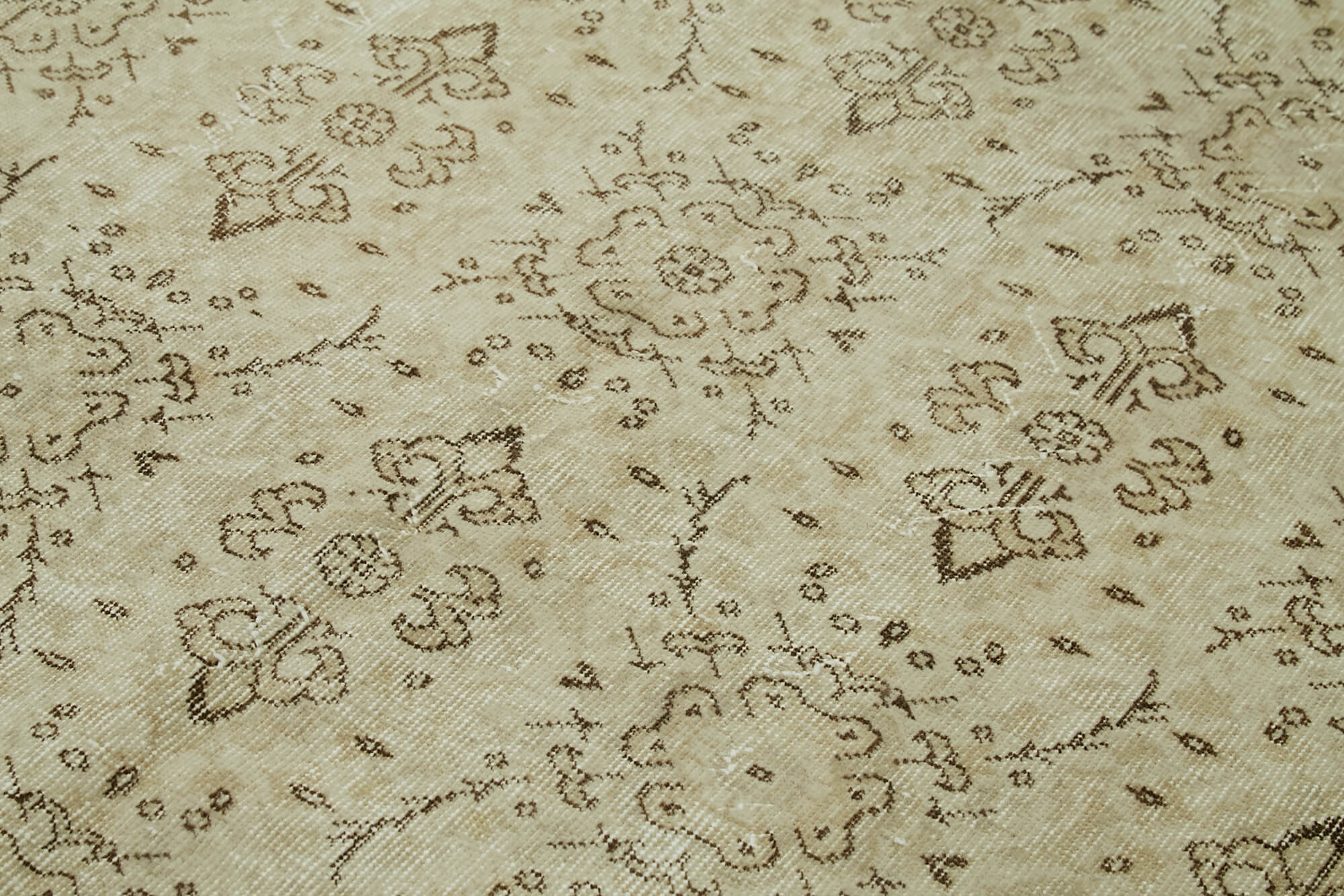 Handmade Wool Area Rug – Vintage Cotton Rug | Beige Wool Carpet 4'10''x8'5''