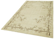 Handmade Wool Area Rug – Vintage Cotton Rug, Beige Area Carpet 5'0''x8'3''