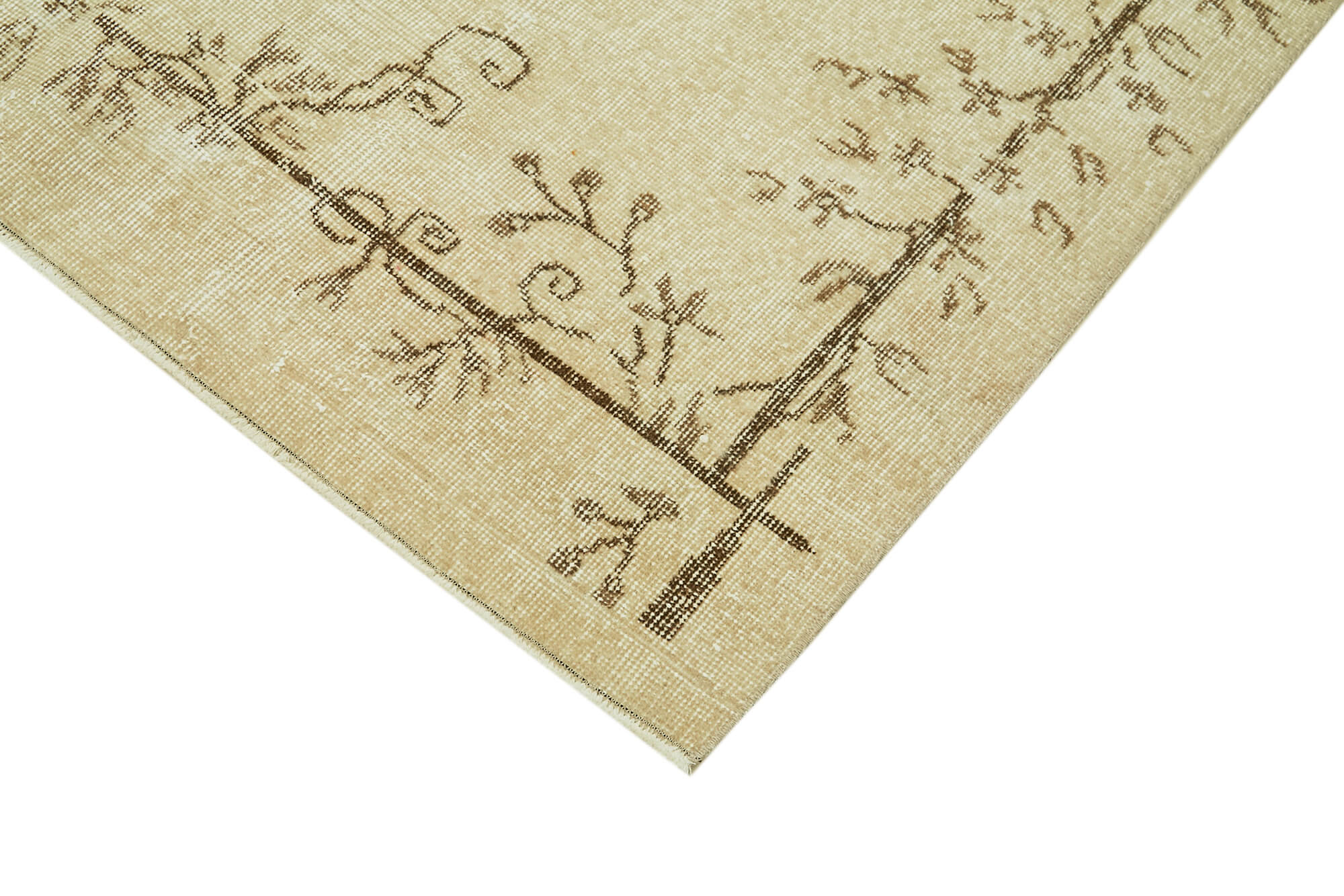 Handmade Wool Area Rug – Vintage Cotton Rug, Beige Area Carpet 5'0''x8'3''