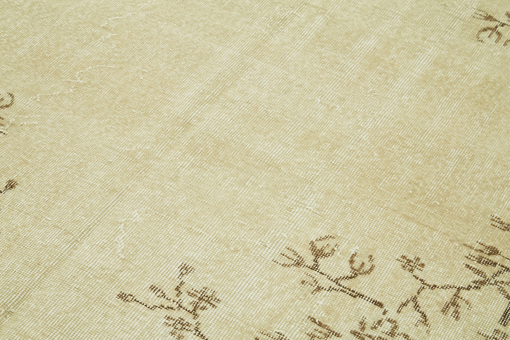 Handmade Wool Area Rug – Vintage Cotton Rug, Beige Area Carpet 5'0''x8'3''