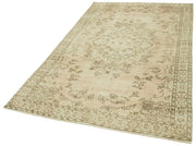 Handmade Wool Area Rug – Vintage Cotton Rug | Neutral Beige, Soft Wool Carpet 4'11''x8'8''