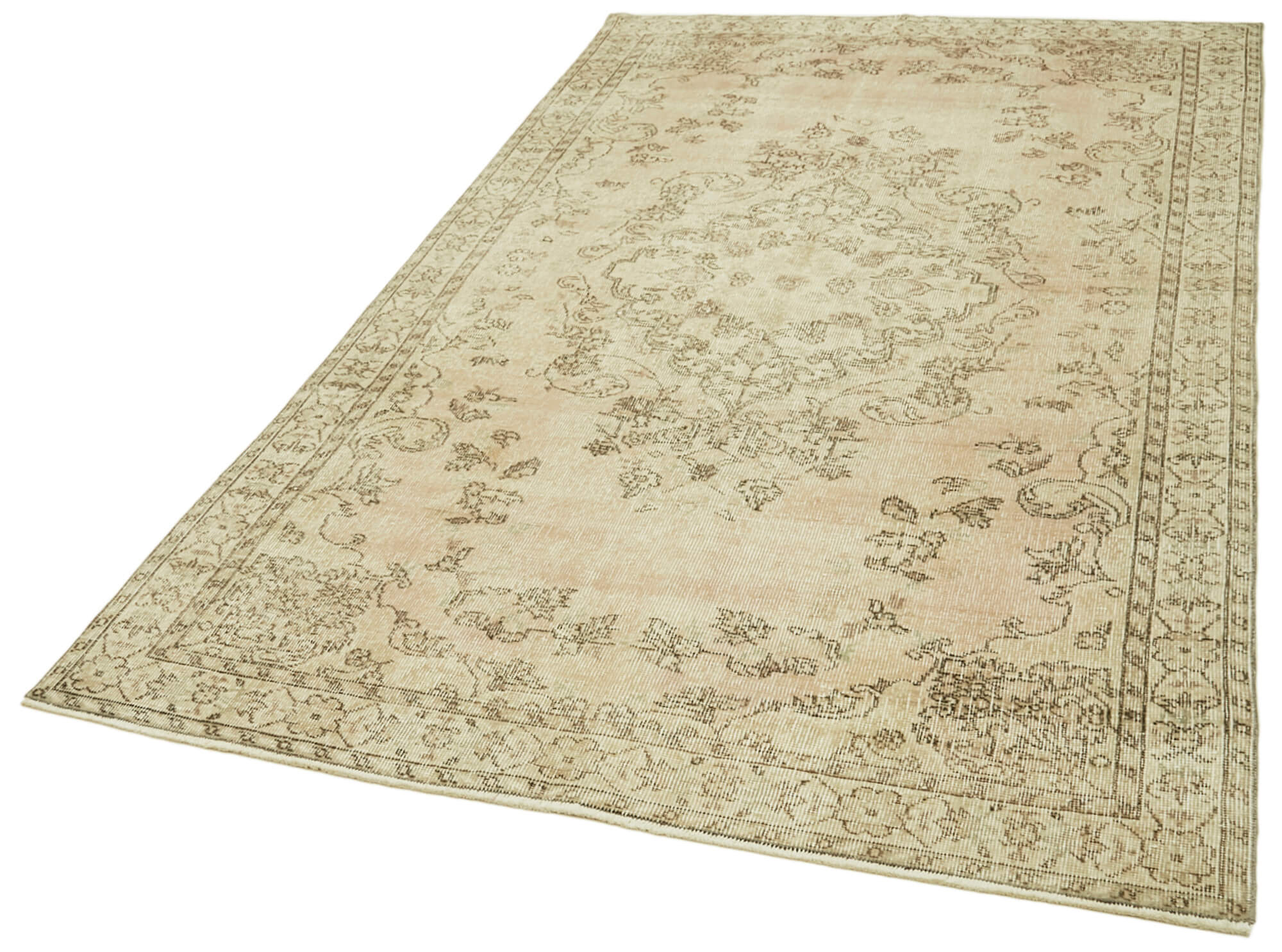 Handmade Wool Area Rug – Vintage Cotton Rug | Neutral Beige, Soft Wool Carpet 4'11''x8'8''