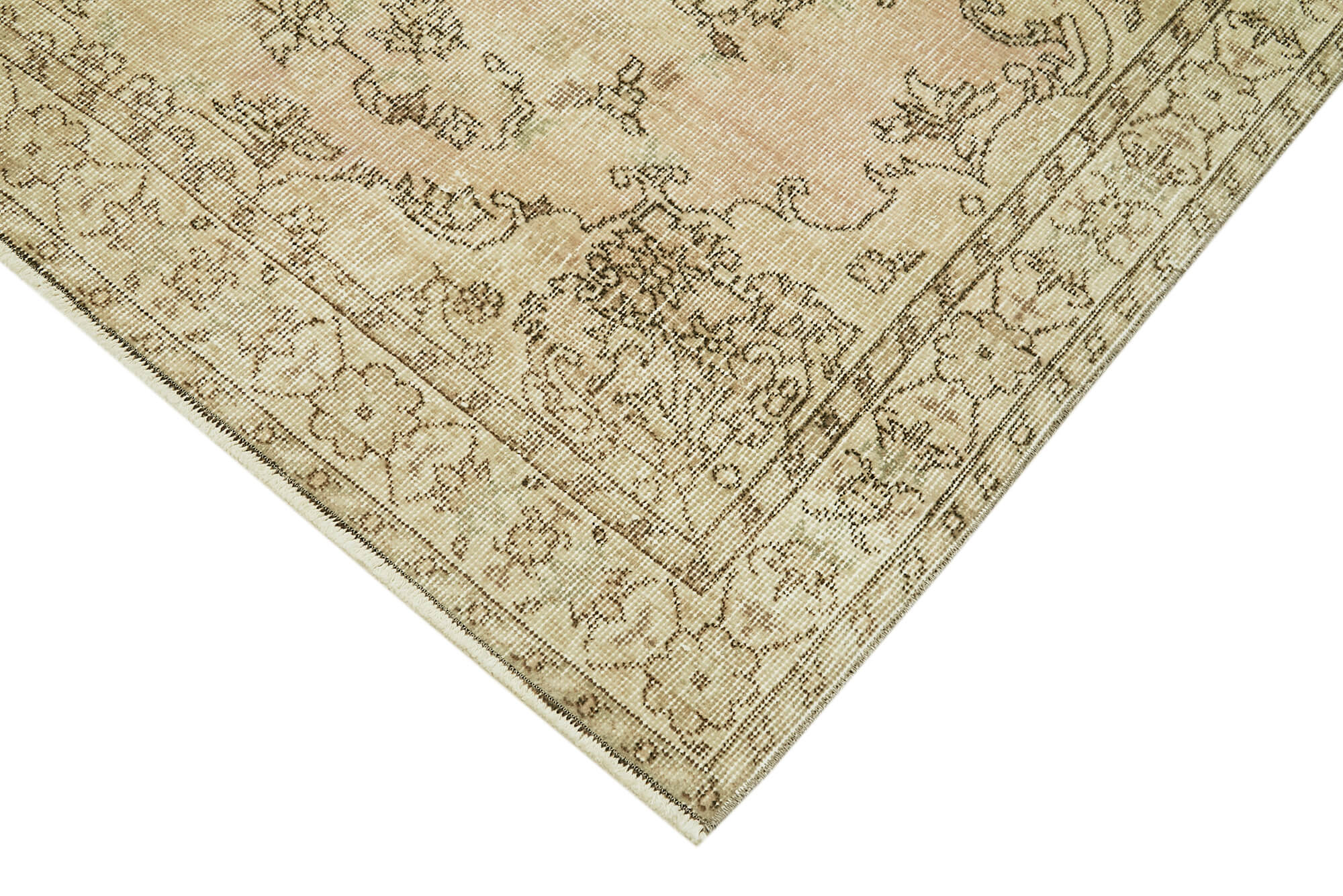 Handmade Wool Area Rug – Vintage Cotton Rug | Neutral Beige, Soft Wool Carpet 4'11''x8'8''