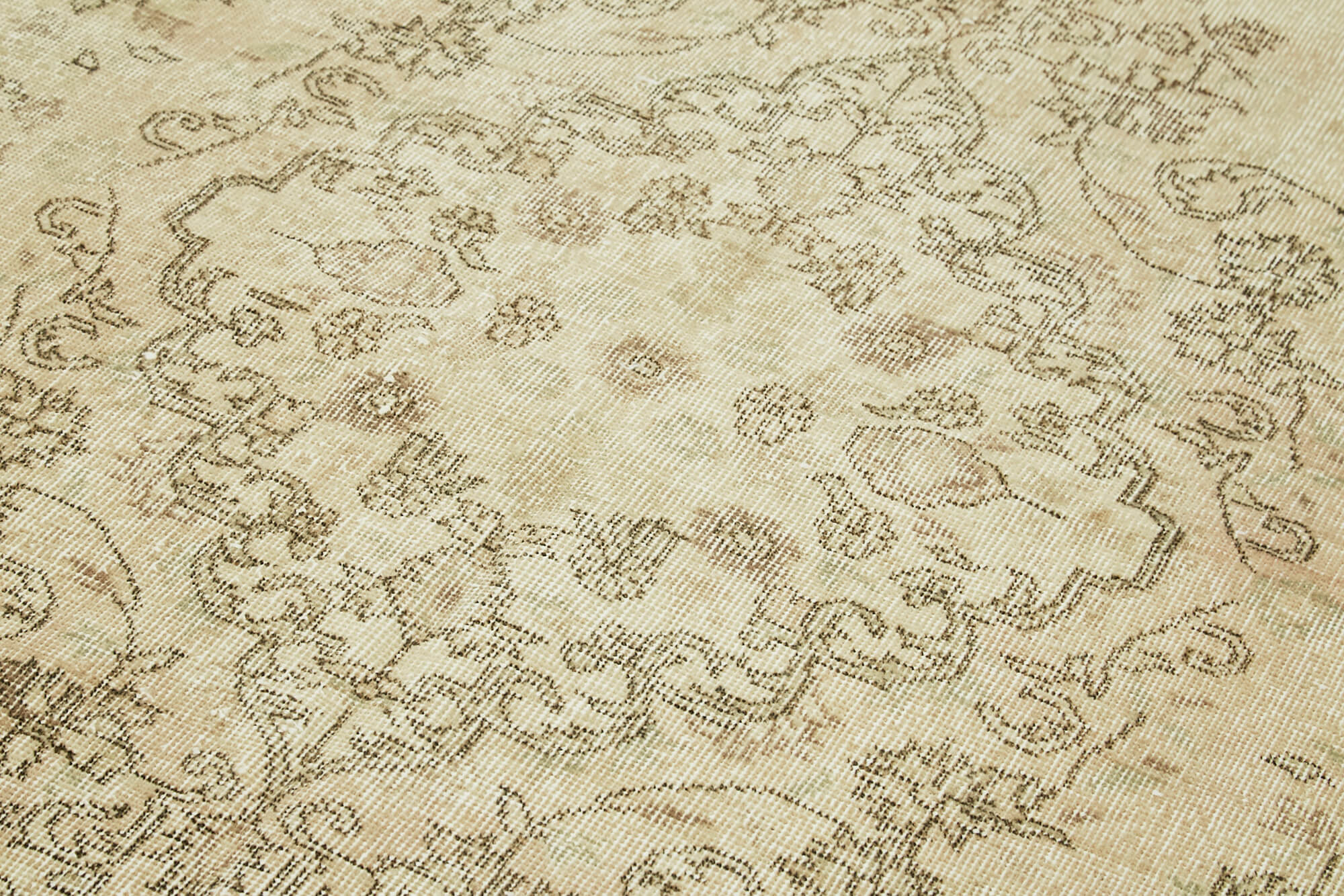 Handmade Wool Area Rug – Vintage Cotton Rug | Neutral Beige, Soft Wool Carpet 4'11''x8'8''