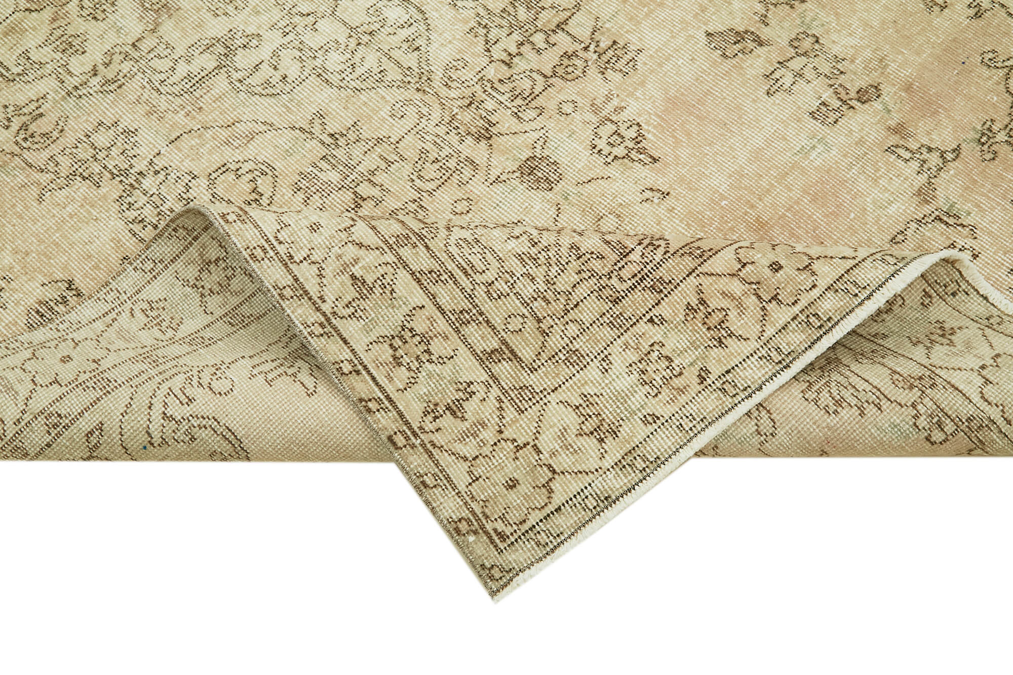 Handmade Wool Area Rug – Vintage Cotton Rug | Neutral Beige, Soft Wool Carpet 4'11''x8'8''